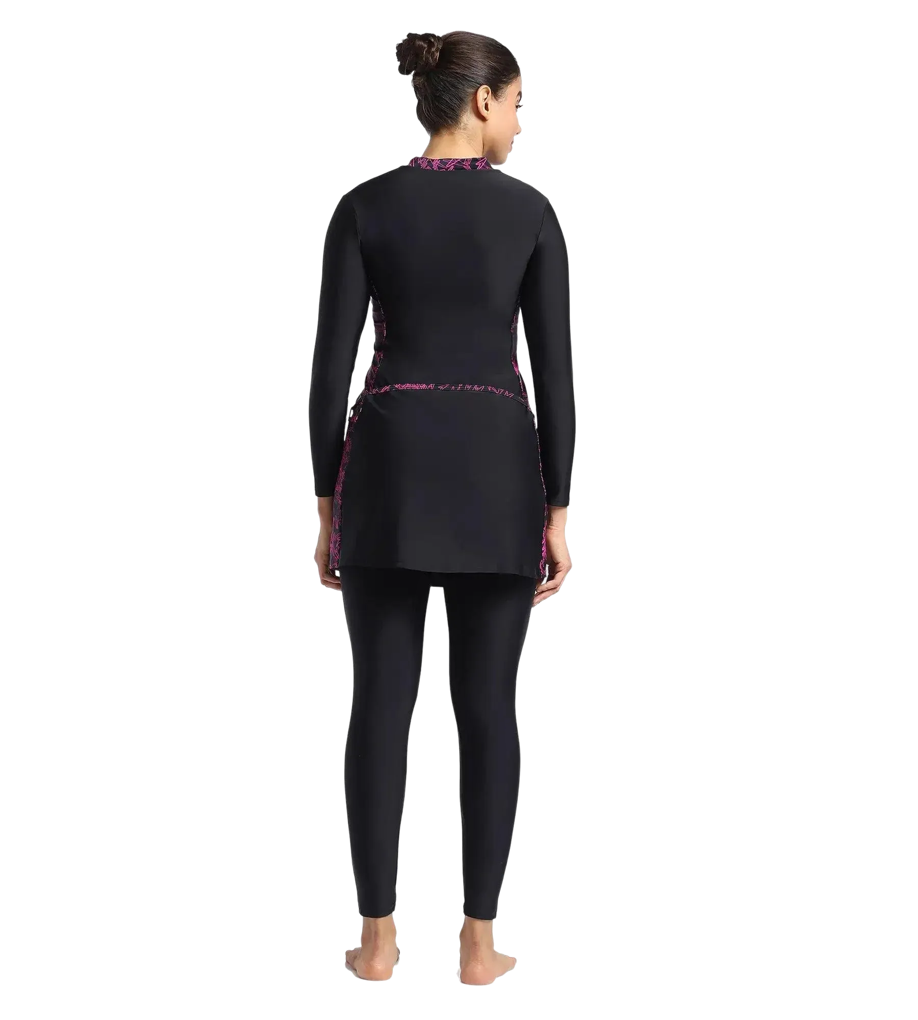 Women's Endurance 10 Printed Two Piece Full Bodysuit Swimwear - Black & Boom Splice - Image 4