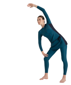 Women's Endurance 10 Two Piece Full Body Suit Swimwear - Dark Teal & True Navy