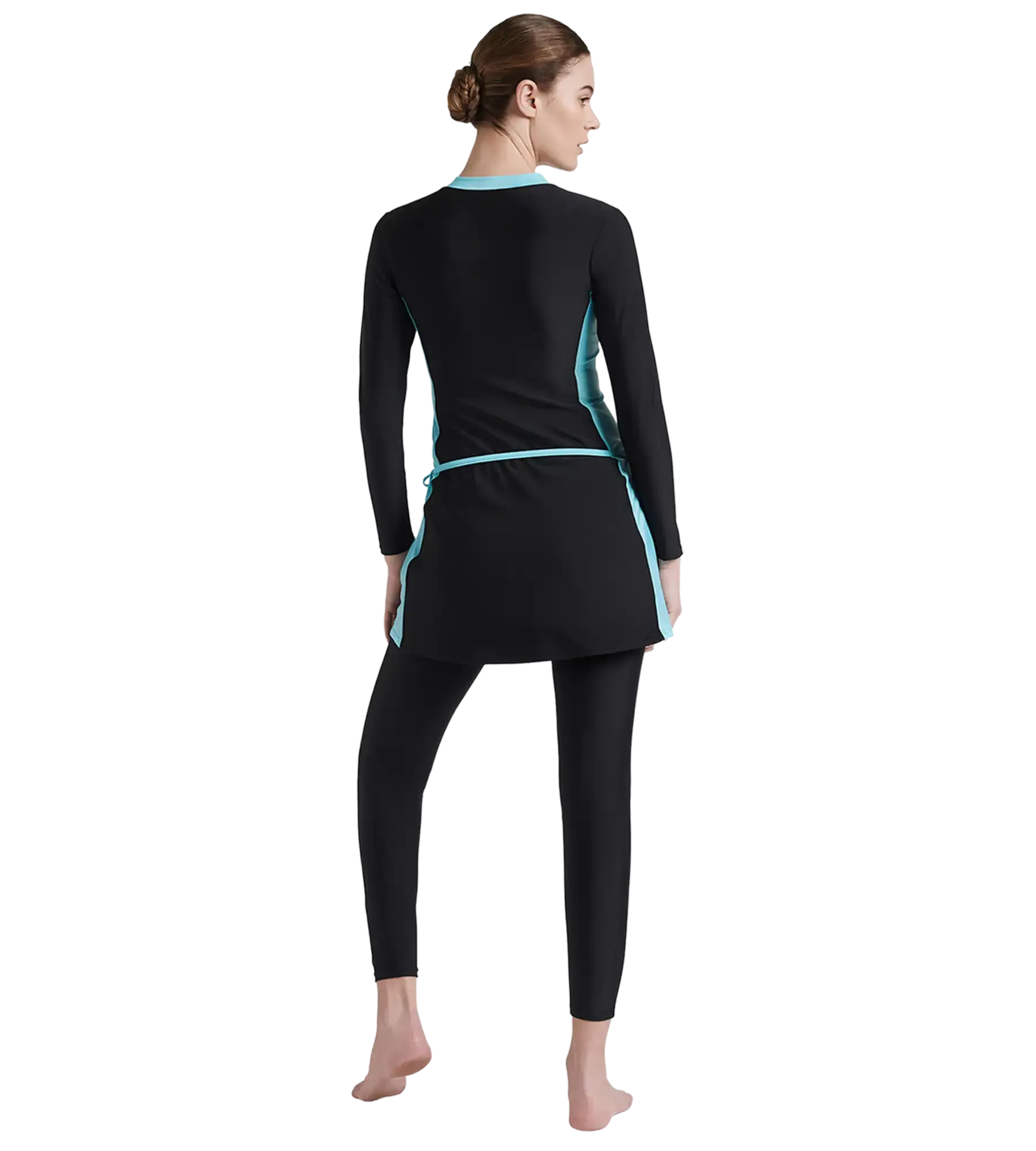 Women's Endurance 10 Two Piece Full Body Suit Swimwear - Black & Marine Blue - Image 6