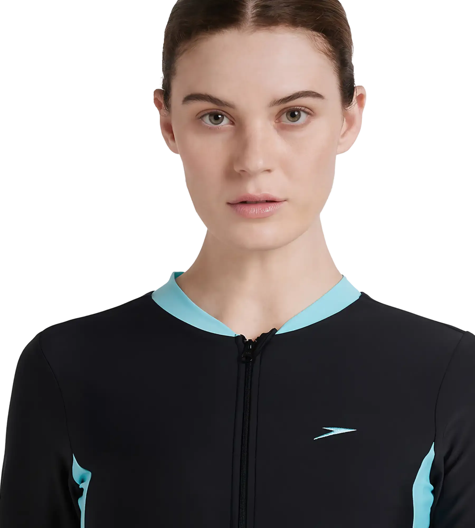 Women's Endurance 10 Two Piece Full Body Suit Swimwear - Black & Marine Blue - Image 8