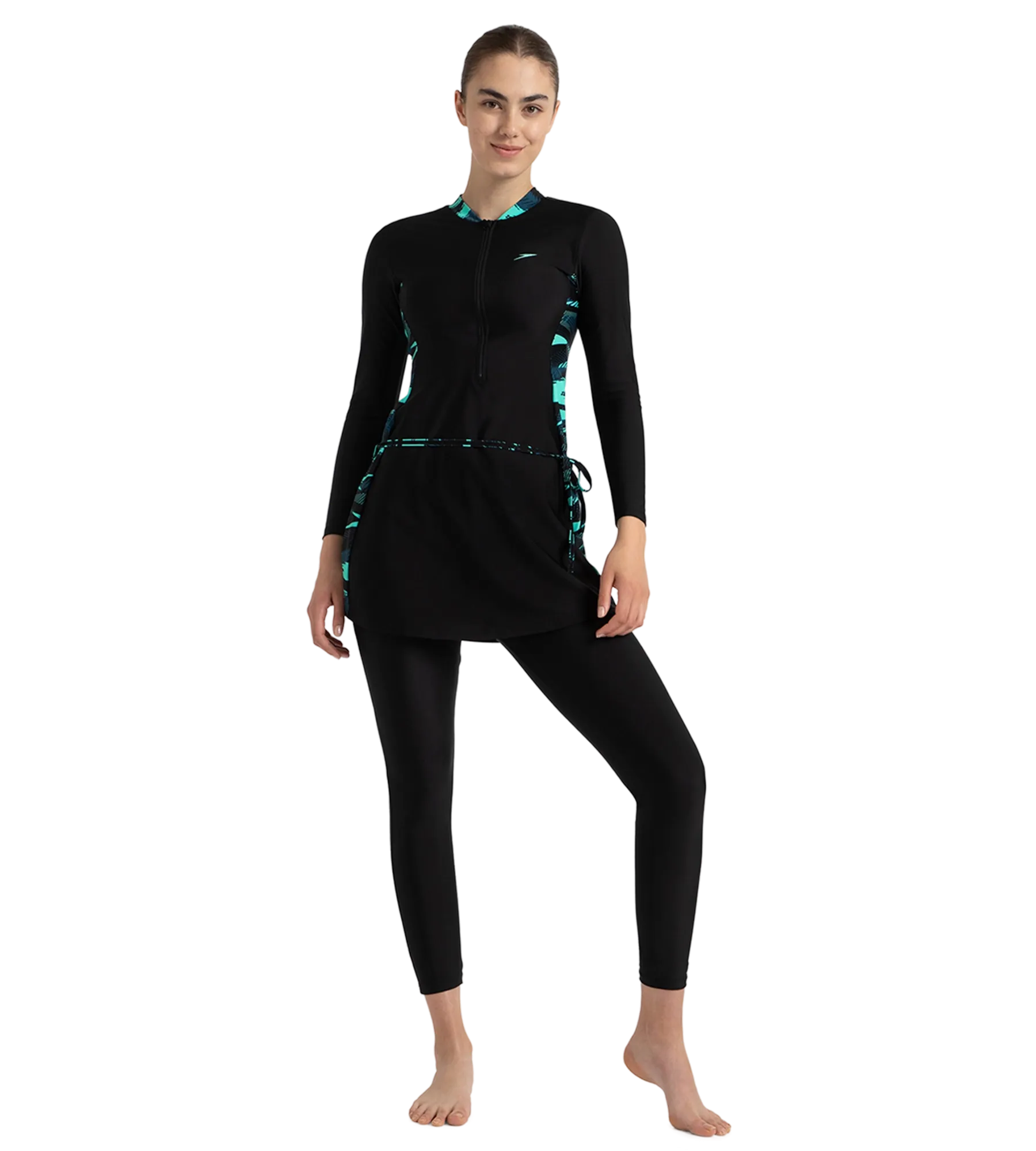 Women's Endurance10 Two Piece Closedback Full Body Suit - Black. Dark Teal & Arctic Glass - Image 2