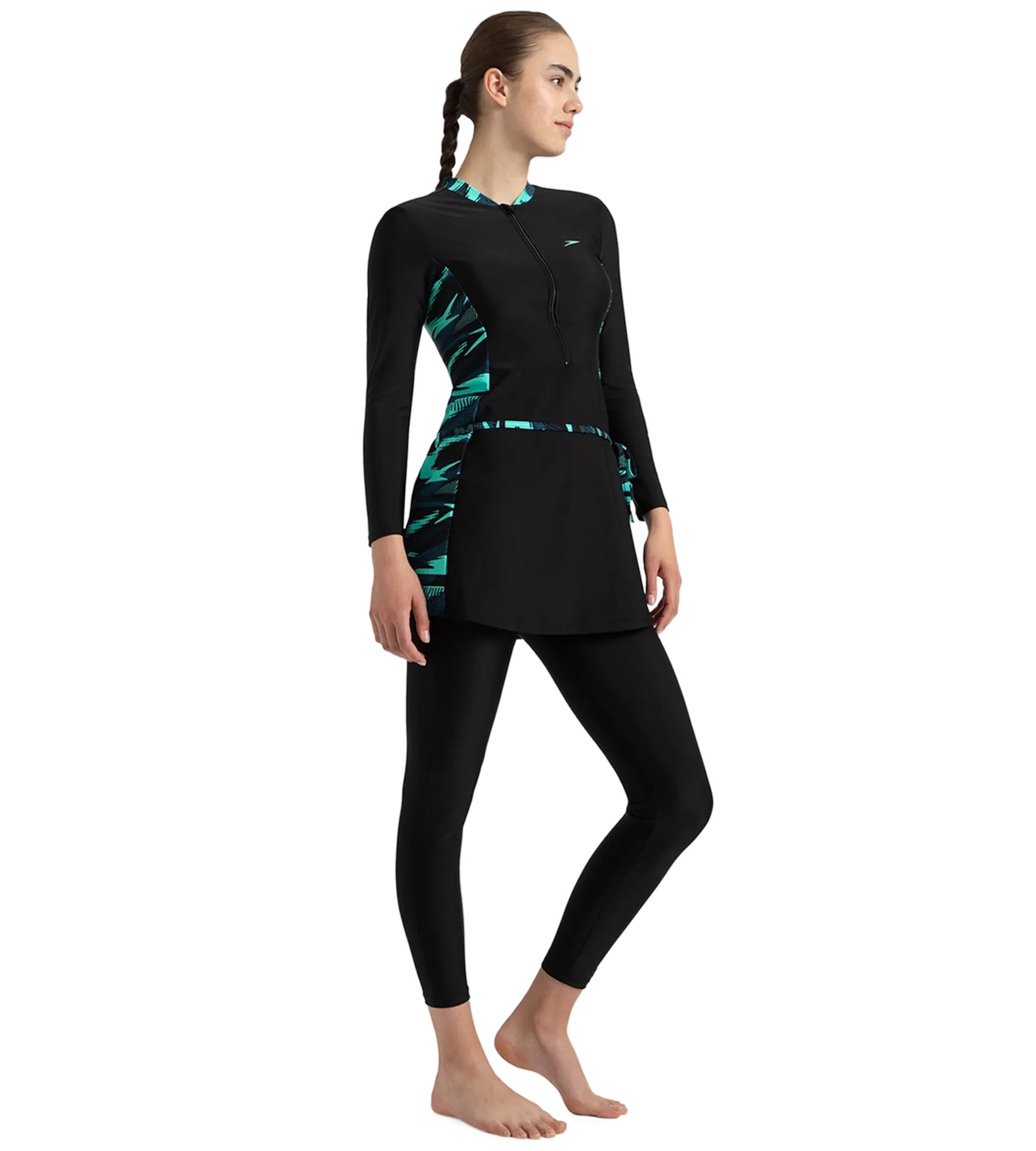 Women's Endurance10 Two Piece Closedback Full Body Suit - Black. Dark Teal & Arctic Glass - Image 4