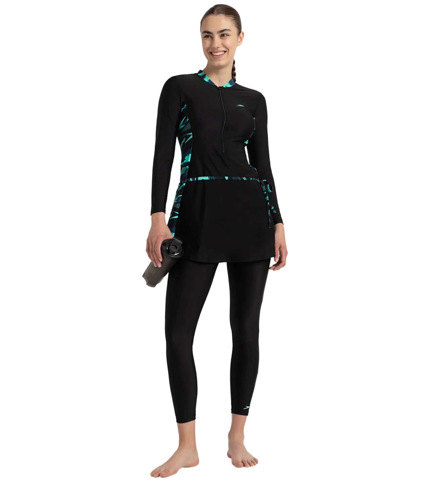 Women's Endurance10 Two Piece Closedback Full Body Suit - Black. Dark Teal & Arctic Glass - Image 8