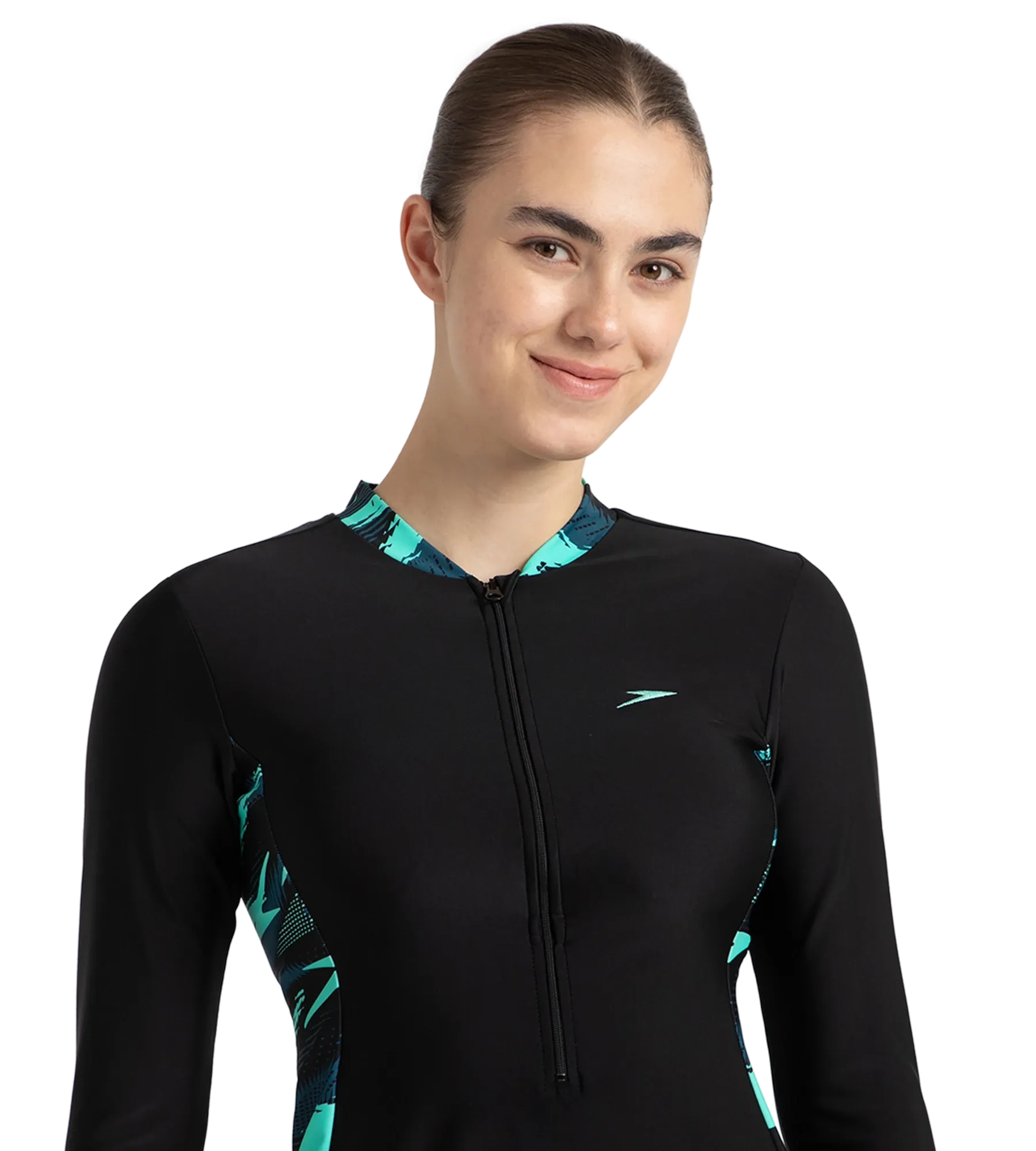 Women's Endurance10 Two Piece Closedback Full Body Suit - Black. Dark Teal & Arctic Glass - Image 10