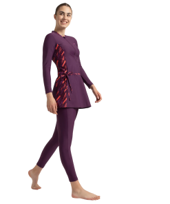 Women's Enduraflex Two Piece Closedback Full Body Suit - Plum Dandy. Coral Sands & Neon Violet