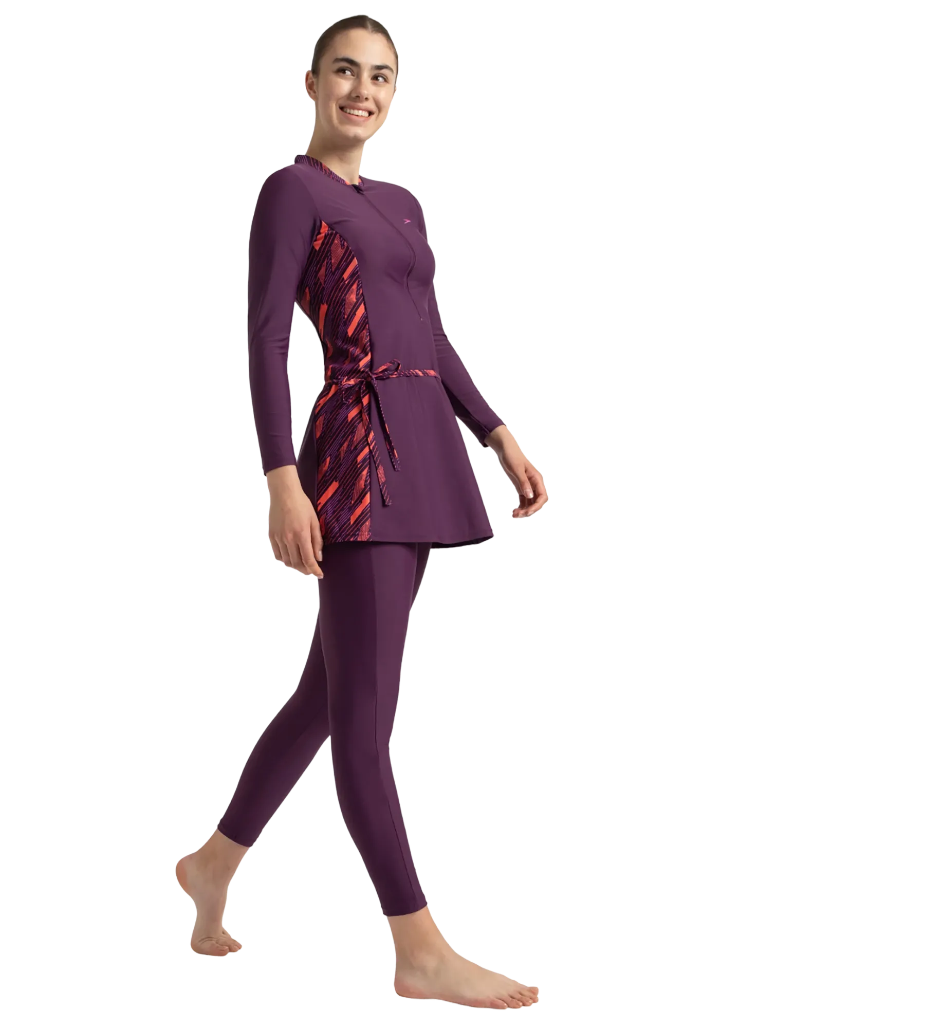 Women's Enduraflex Two Piece Closedback Full Body Suit - Plum Dandy. Coral Sands & Neon Violet