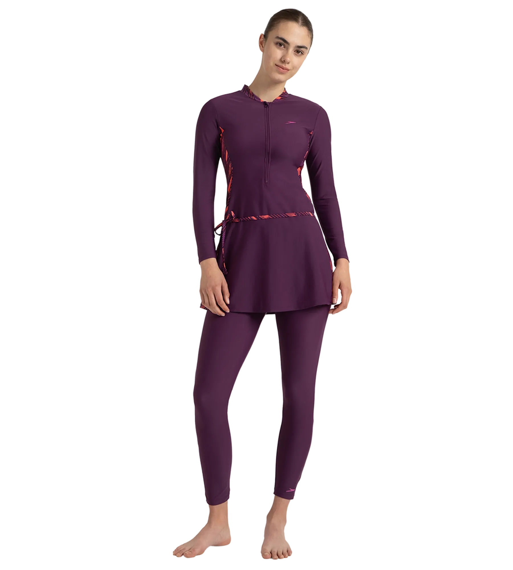 Women's Enduraflex Two Piece Closedback Full Body Suit - Plum Dandy. Coral Sands & Neon Violet - Image 2