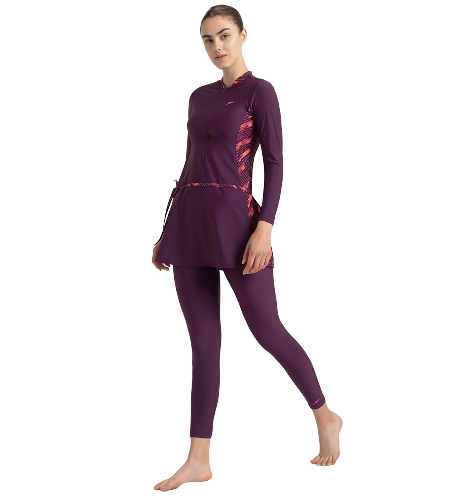 Women's Enduraflex Two Piece Closedback Full Body Suit - Plum Dandy. Coral Sands & Neon Violet - Image 3
