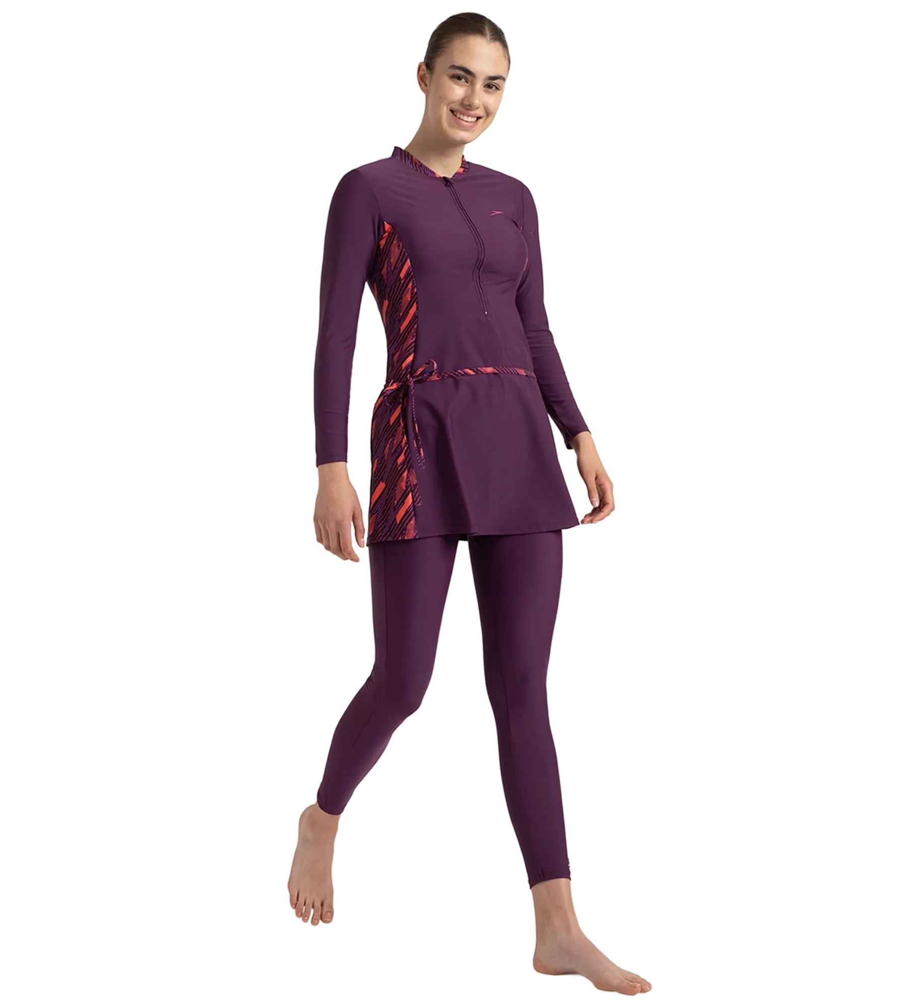 Women's Enduraflex Two Piece Closedback Full Body Suit - Plum Dandy. Coral Sands & Neon Violet - Image 4