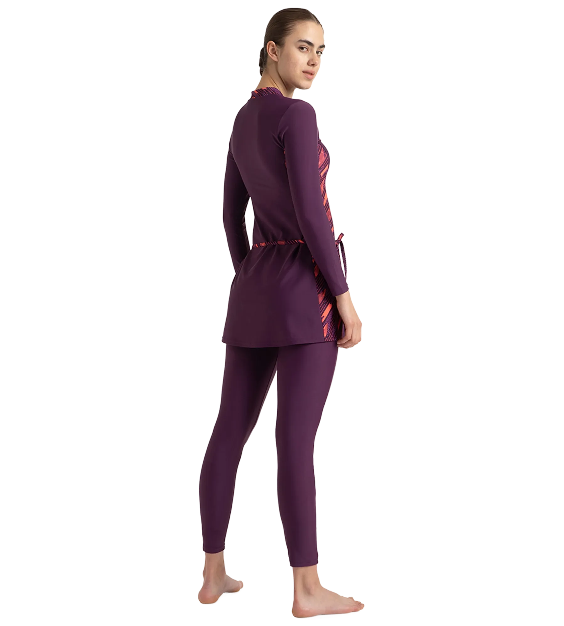 Women's Enduraflex Two Piece Closedback Full Body Suit - Plum Dandy. Coral Sands & Neon Violet - Image 5
