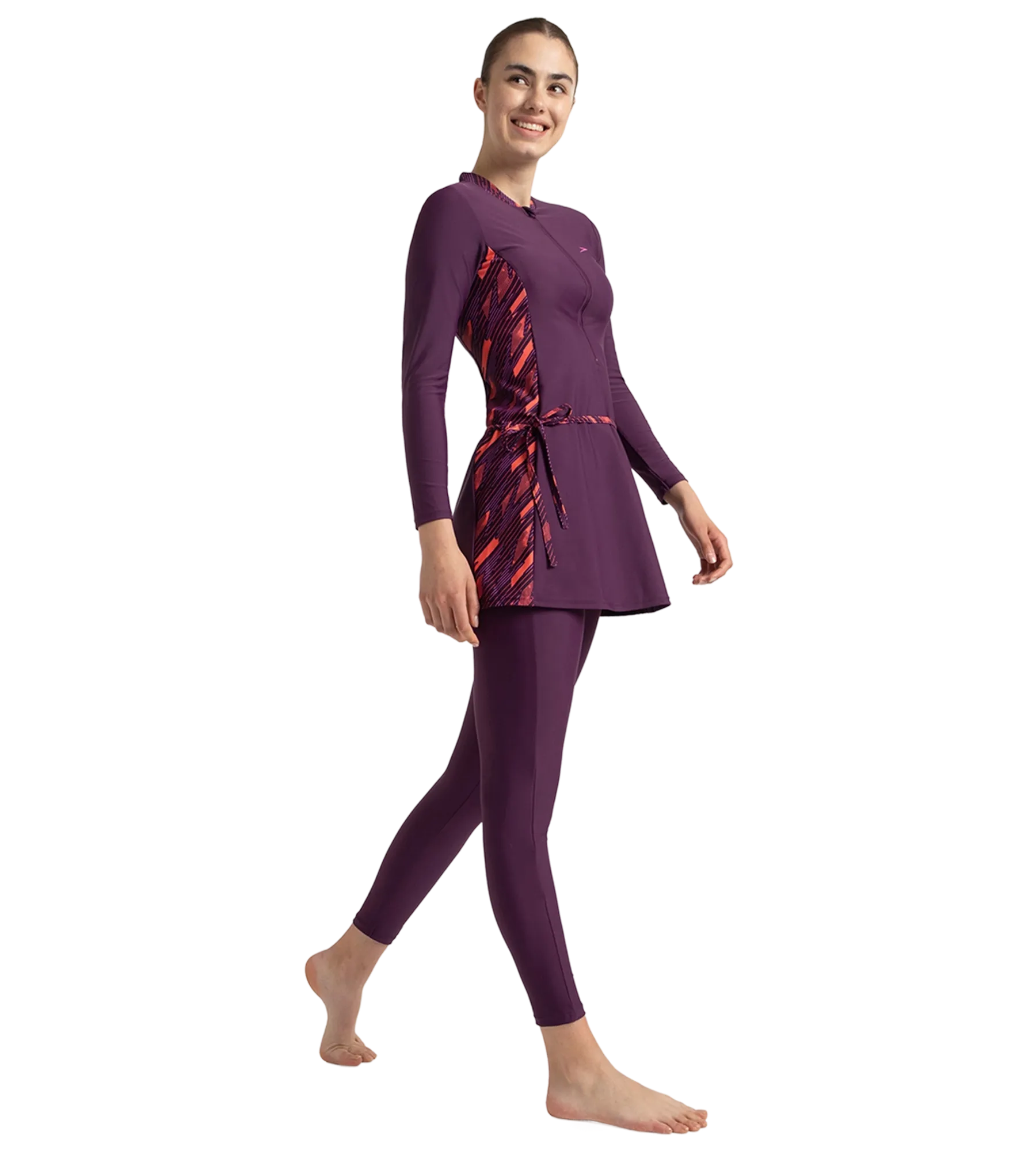 Women's Enduraflex Two Piece Closedback Full Body Suit - Plum Dandy. Coral Sands & Neon Violet - Image 6