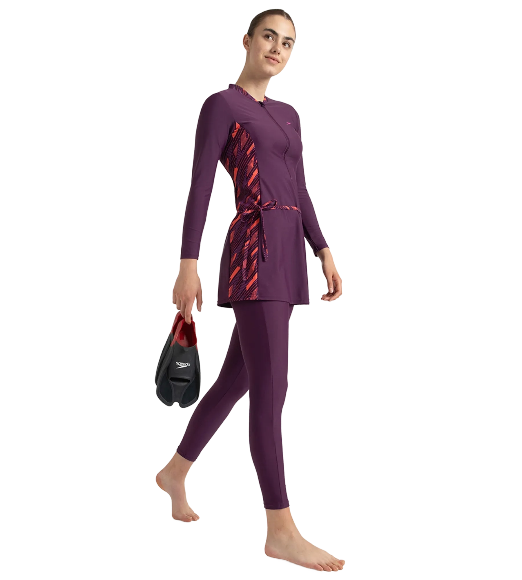 Women's Enduraflex Two Piece Closedback Full Body Suit - Plum Dandy. Coral Sands & Neon Violet - Image 7