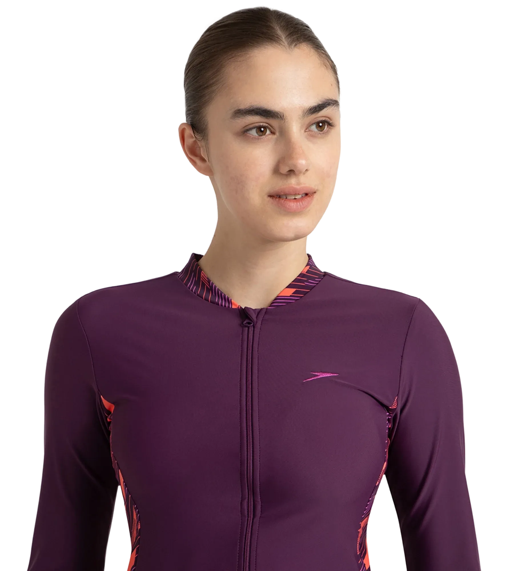 Women's Enduraflex Two Piece Closedback Full Body Suit - Plum Dandy. Coral Sands & Neon Violet - Image 8