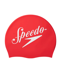 Unisex Logo Printed Silicone Swim Cap For Men and Women - Red & White
