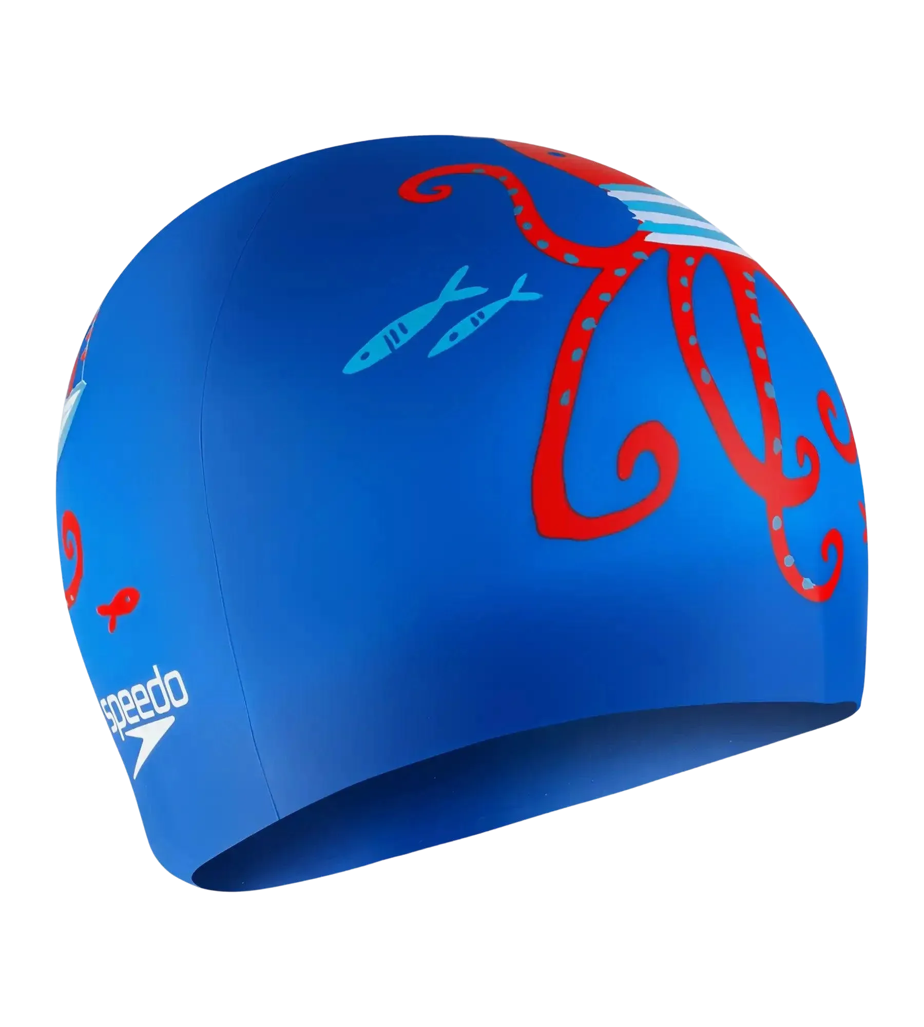 Unisex Kids Octopus Slogan Print Swim Cap For Boys and Girls - Blue & Red - Image 3