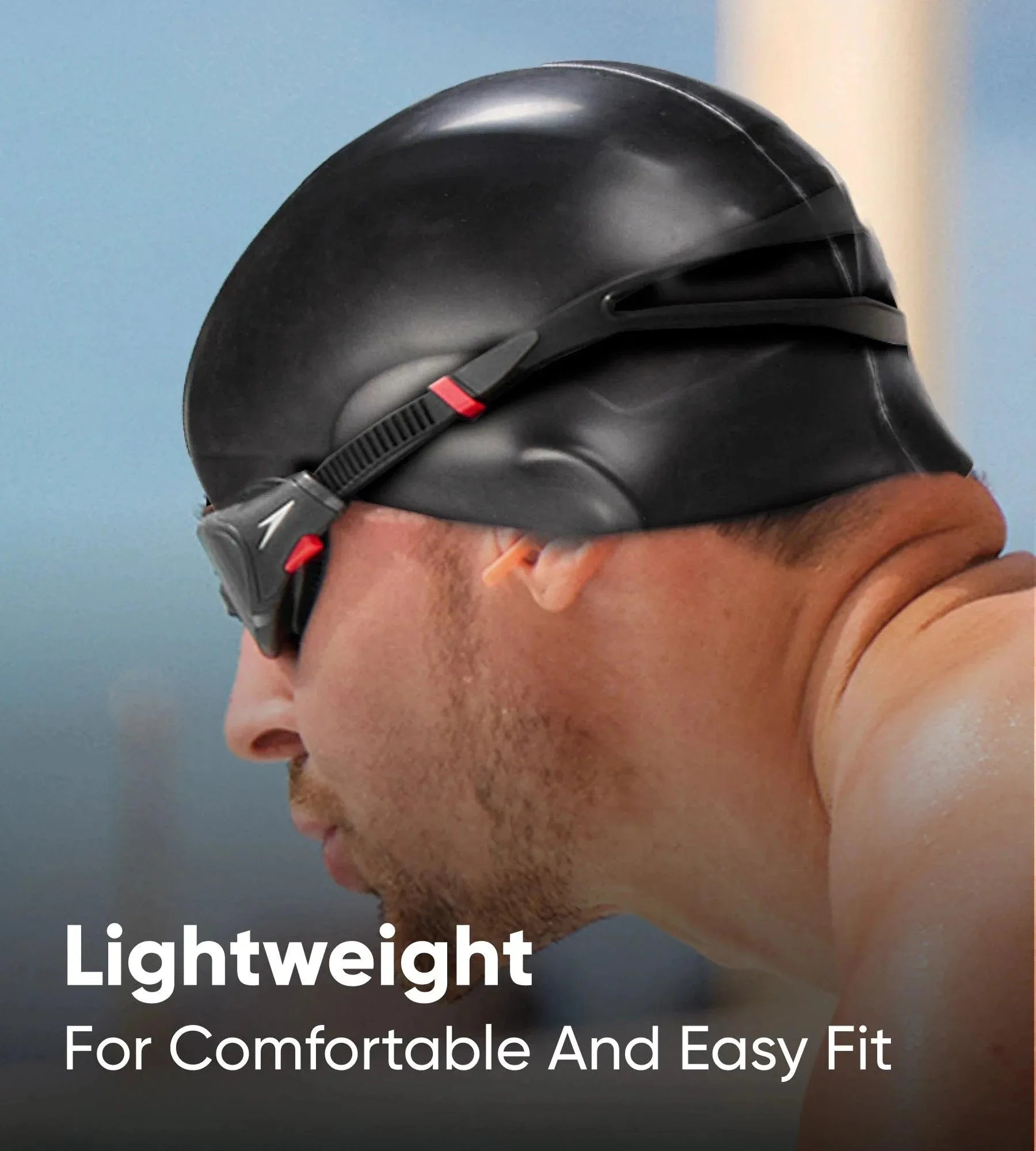 Unisex Aqua V Drag Reducing Racing Swim Cap For Men and Women - Black - Image 6