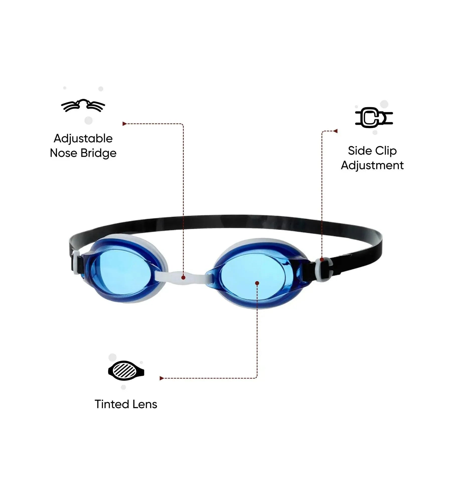 Unisex Adult Jet Tint-Lens Swim Goggles - Blue & White - Image 2