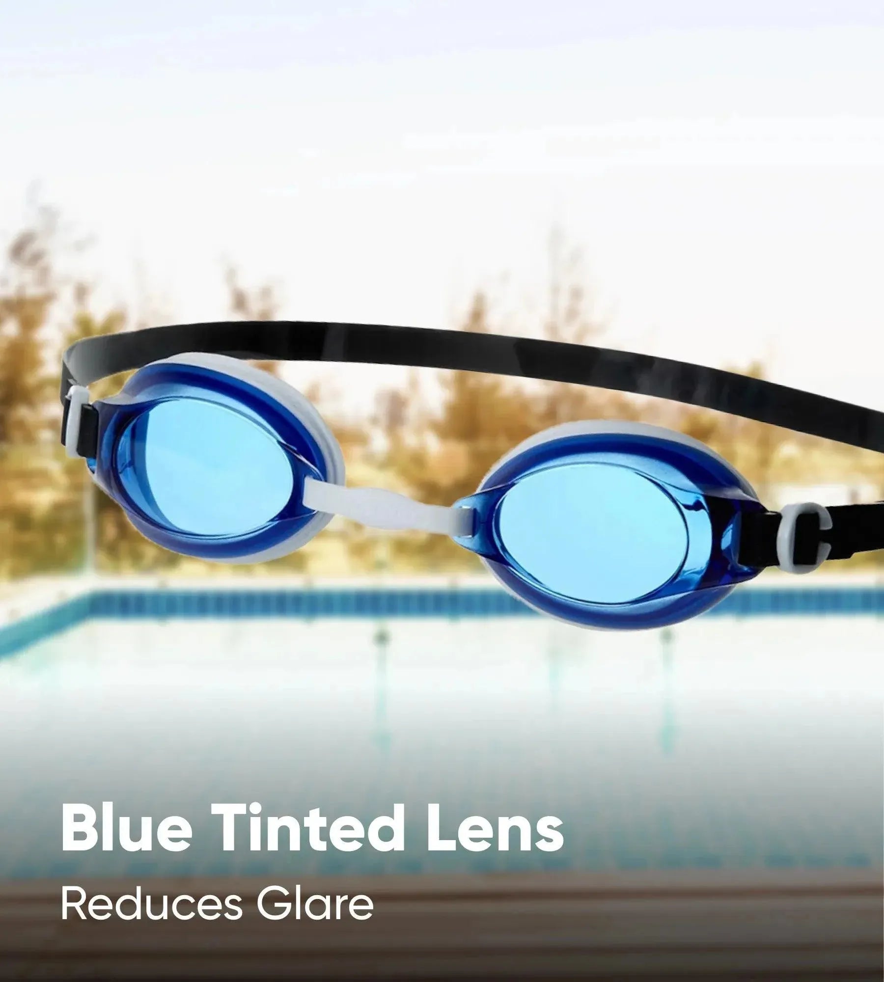 Unisex Adult Jet Tint-Lens Swim Goggles - Blue & White - Image 3
