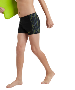Boy's Endurance 10 Hyperboom Panel Print Aquashort - Black & Lemon Drizzle