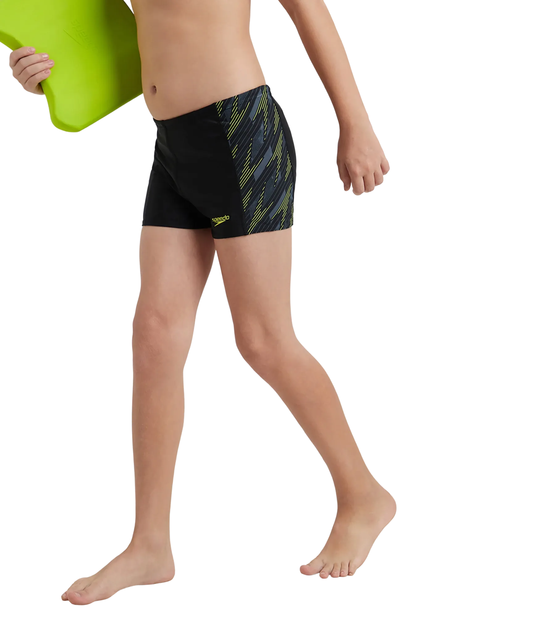 Boy's Endurance 10 Hyperboom Panel Print Aquashort - Black & Lemon Drizzle