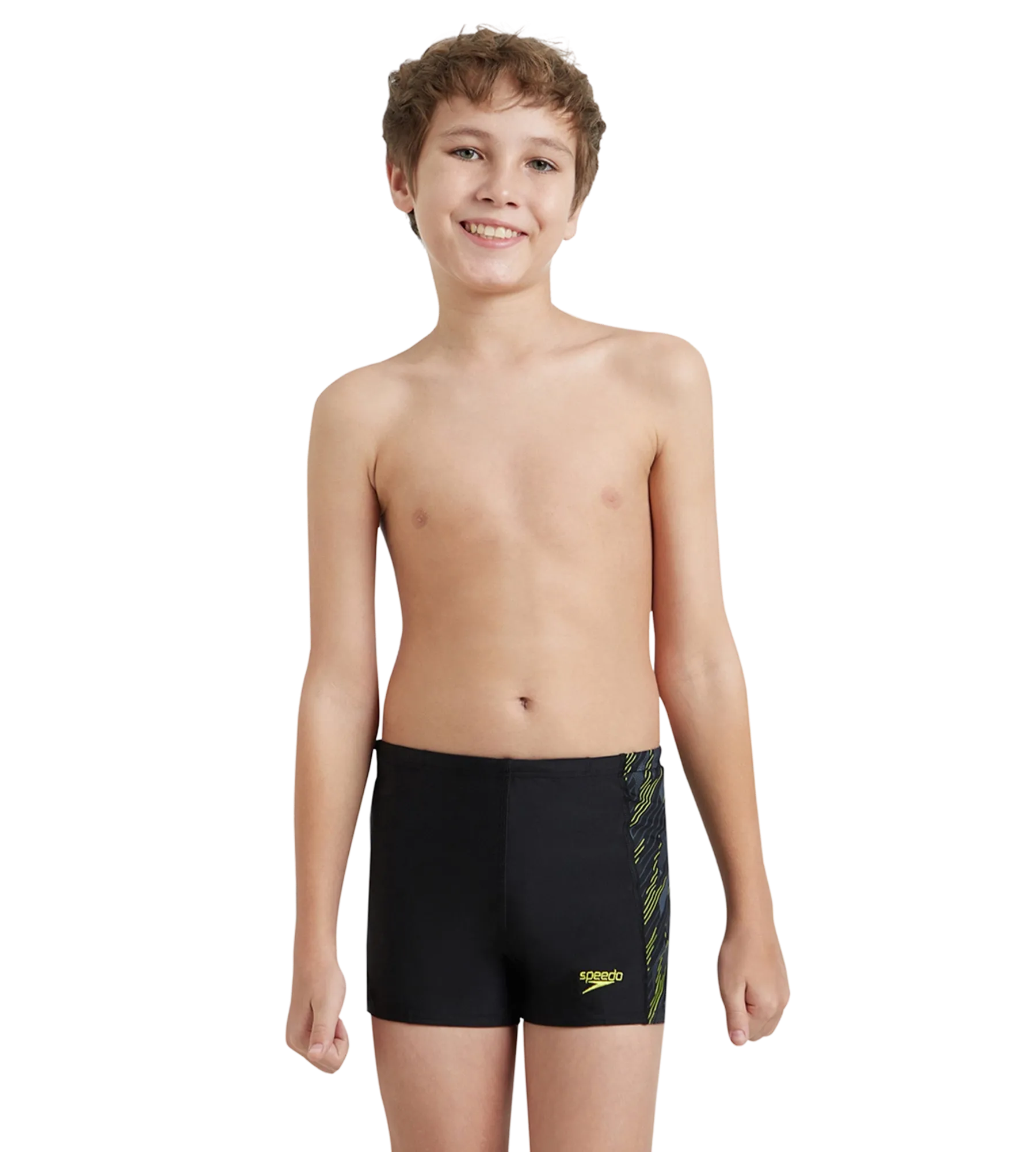 Boy's Endurance 10 Hyperboom Panel Print Aquashort - Black & Lemon Drizzle - Image 6