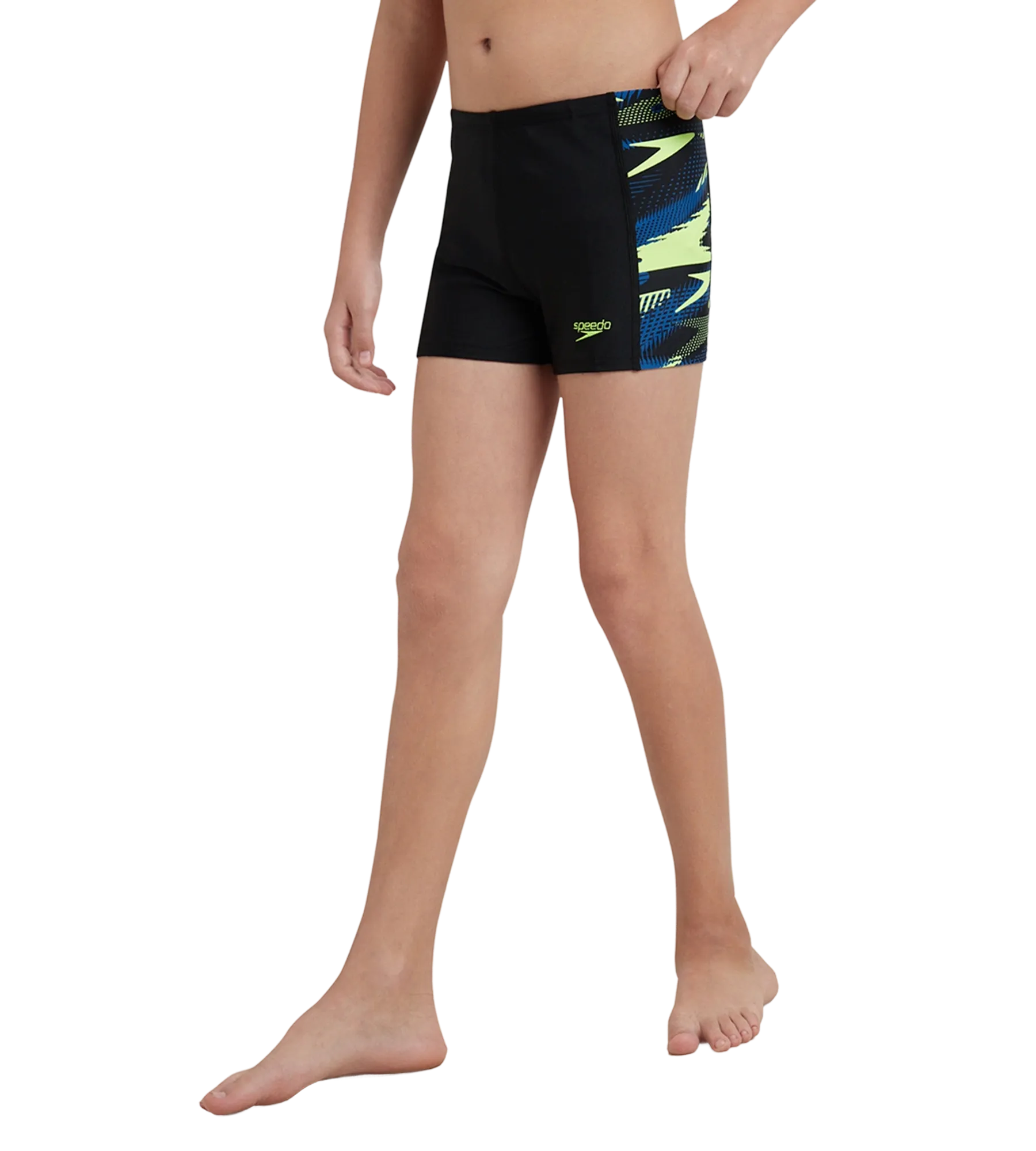 Boy's Endurance10 Hyperboom Panel Print Aquashort - Black. Turkish Sea & Hyper Yellow - Image 3