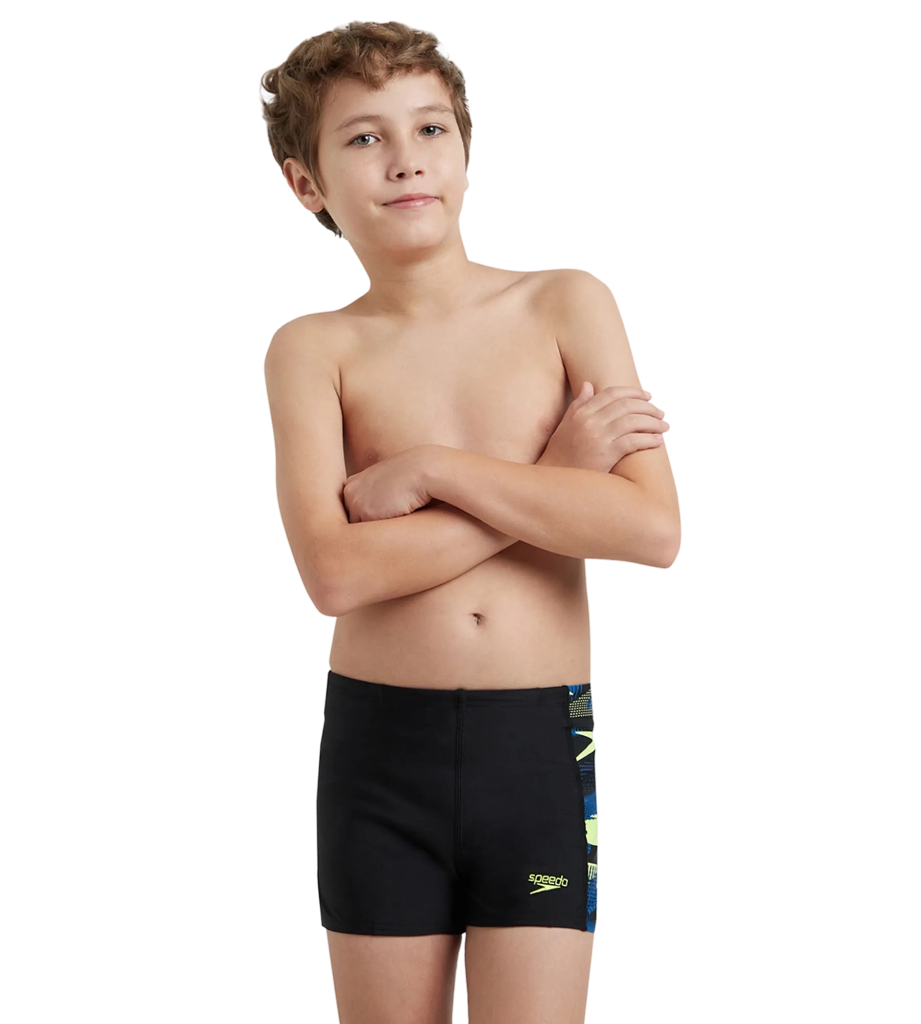 Boy's Endurance10 Hyperboom Panel Print Aquashort - Black. Turkish Sea & Hyper Yellow - Image 6