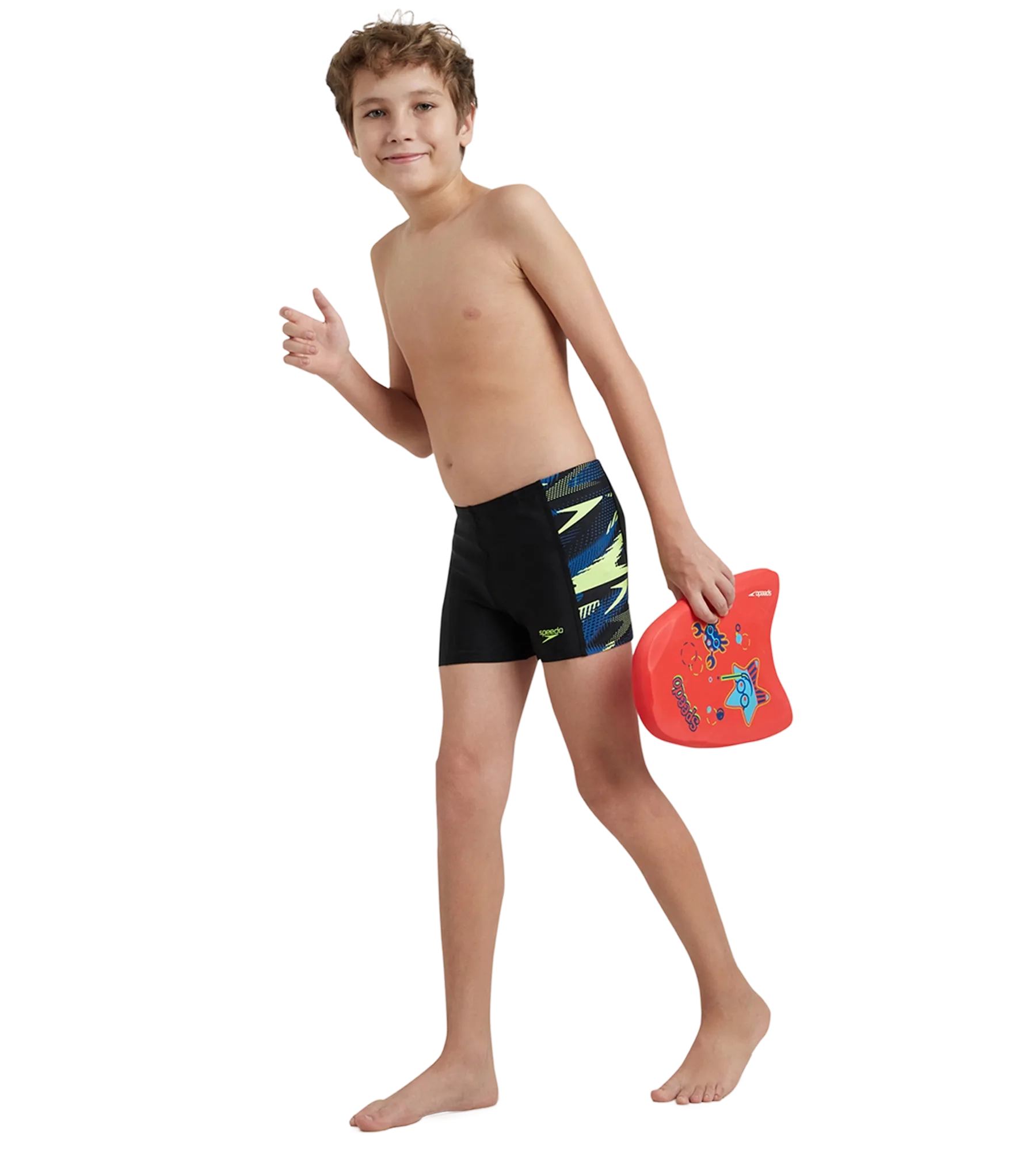 Boy's Endurance10 Hyperboom Panel Print Aquashort - Black. Turkish Sea & Hyper Yellow - Image 7