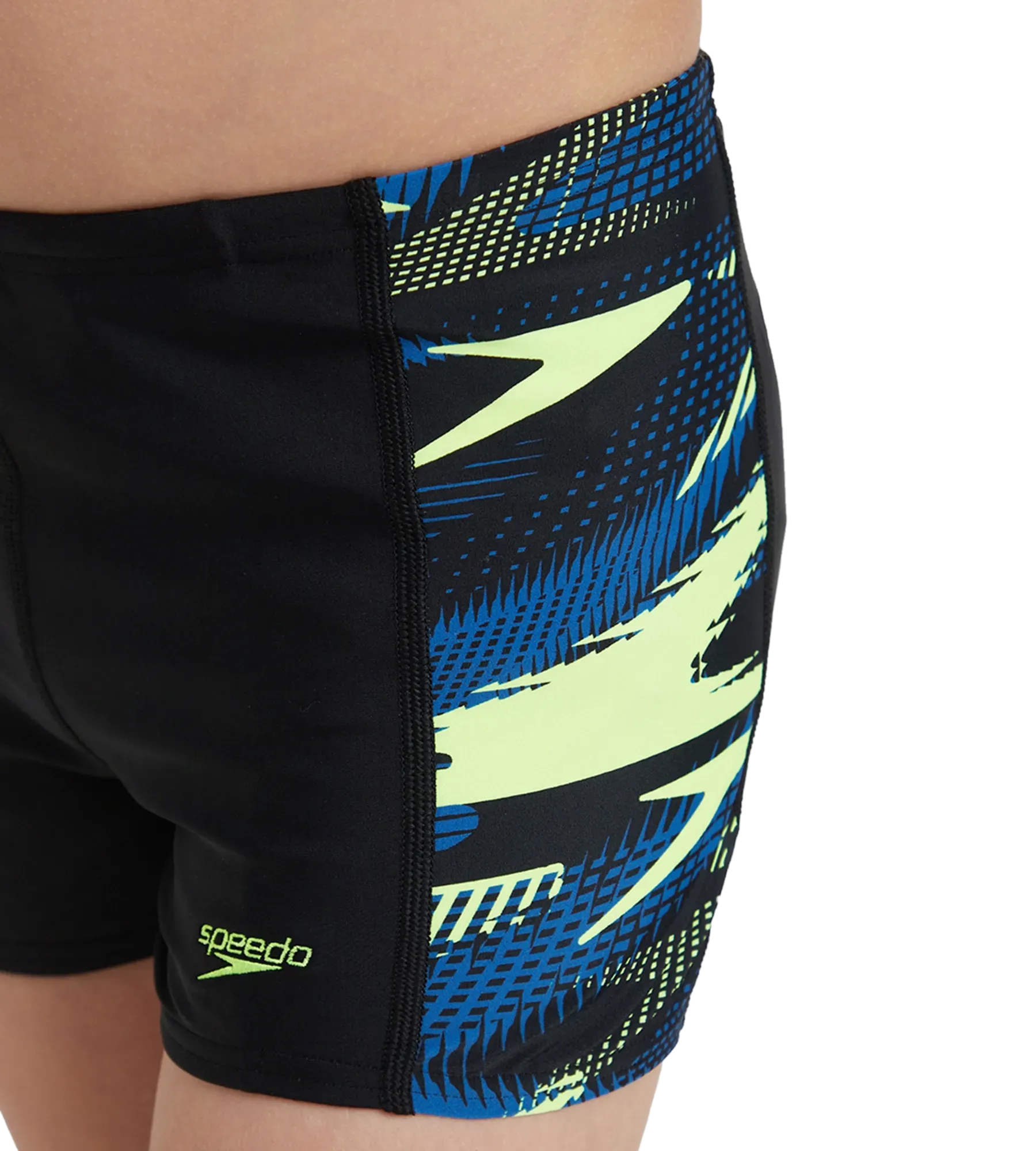 Boy's Endurance10 Hyperboom Panel Print Aquashort - Black. Turkish Sea & Hyper Yellow - Image 9