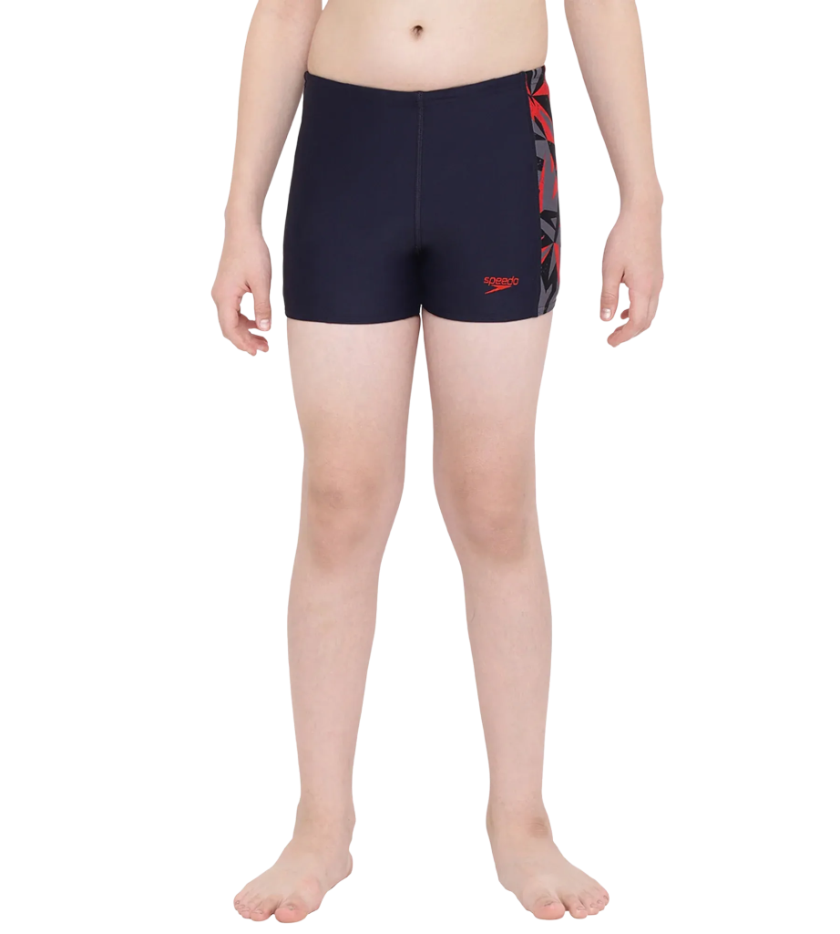 Boy's Endurance 10 Hyperboom Panel Aquashort - True Navy & Fed Red