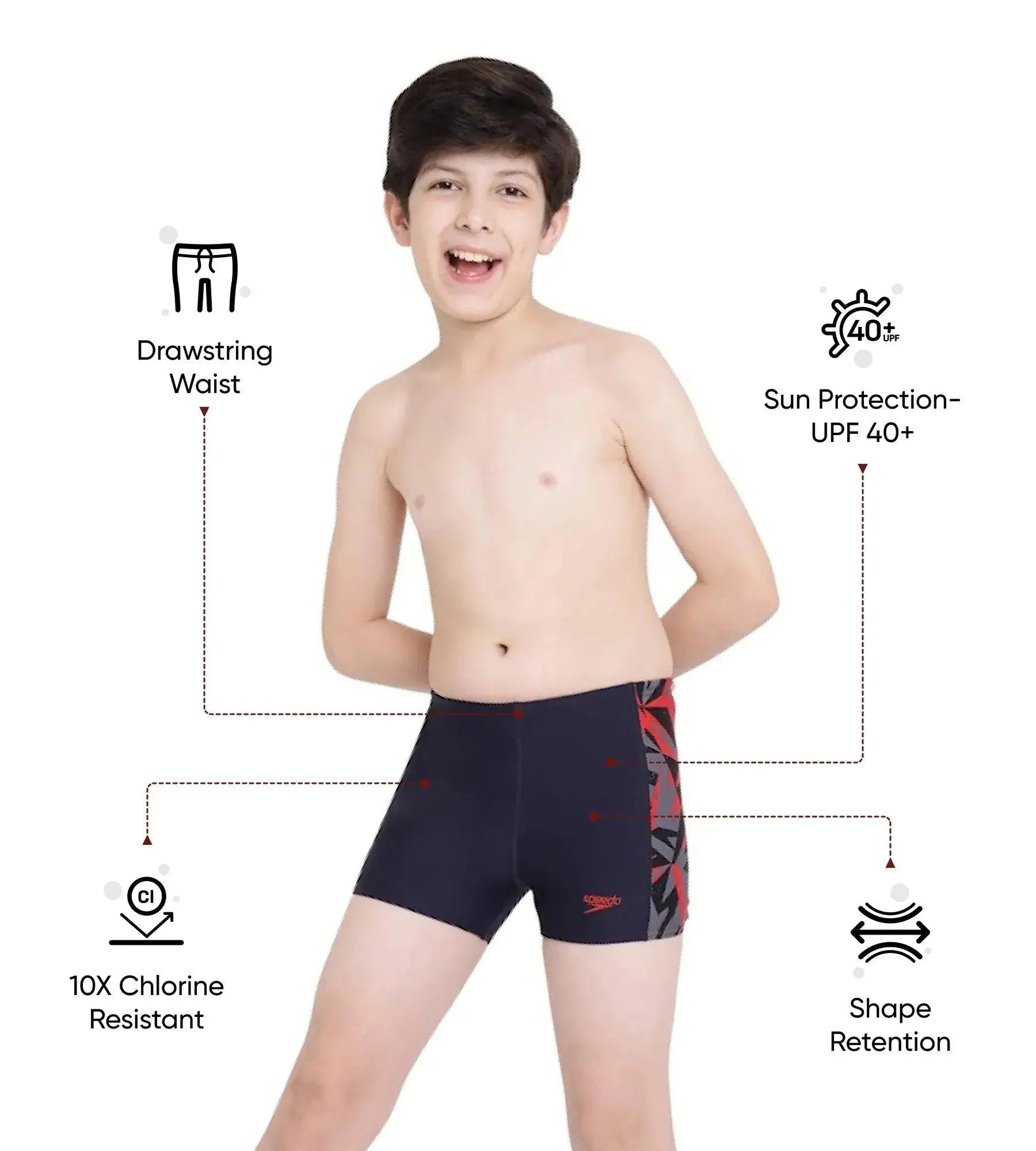 Boy's Endurance 10 Hyperboom Panel Aquashort - True Navy & Fed Red - Image 2