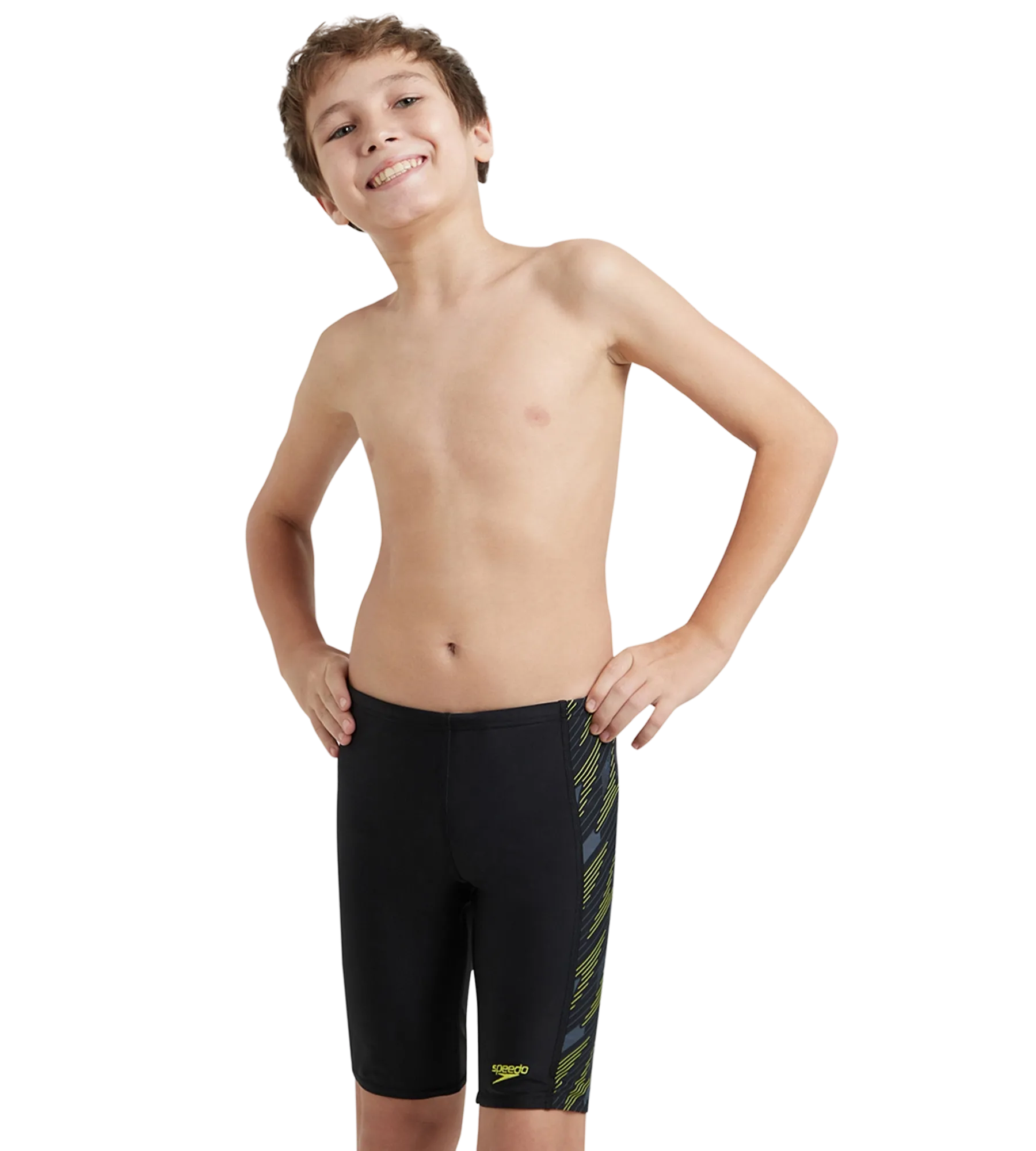 Boy's Endurance 10 Hyperboom Panel Print Jammer - Black & Lemon Drizzle - Image 6