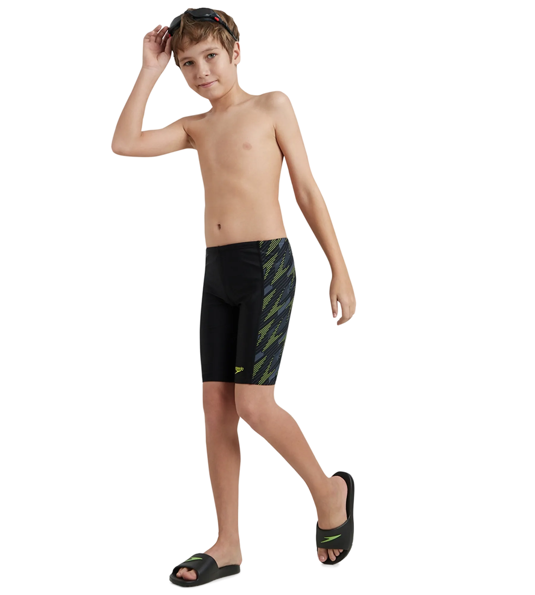 Boy's Endurance 10 Hyperboom Panel Print Jammer - Black & Lemon Drizzle - Image 7