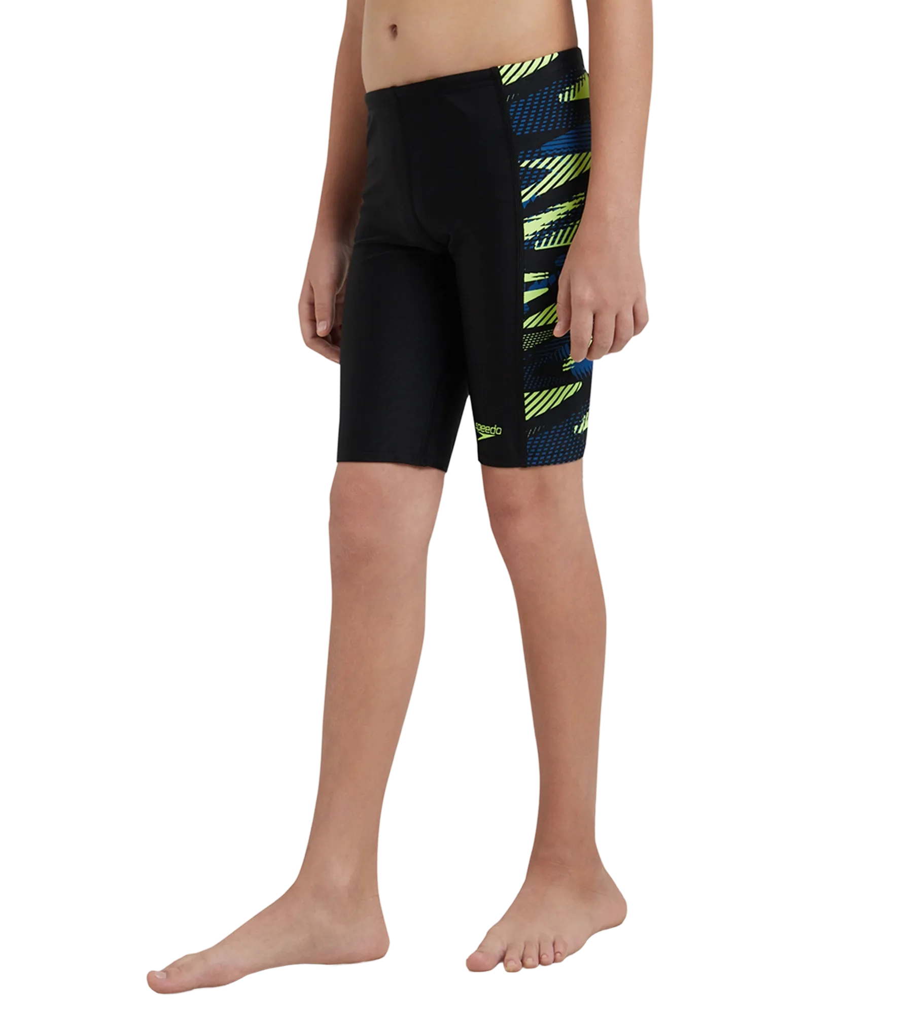 Boy's Endurance10 Side Panel Hyperboom Print Jammer - Black. Turkish Sea & Hyper Yellow - Image 3