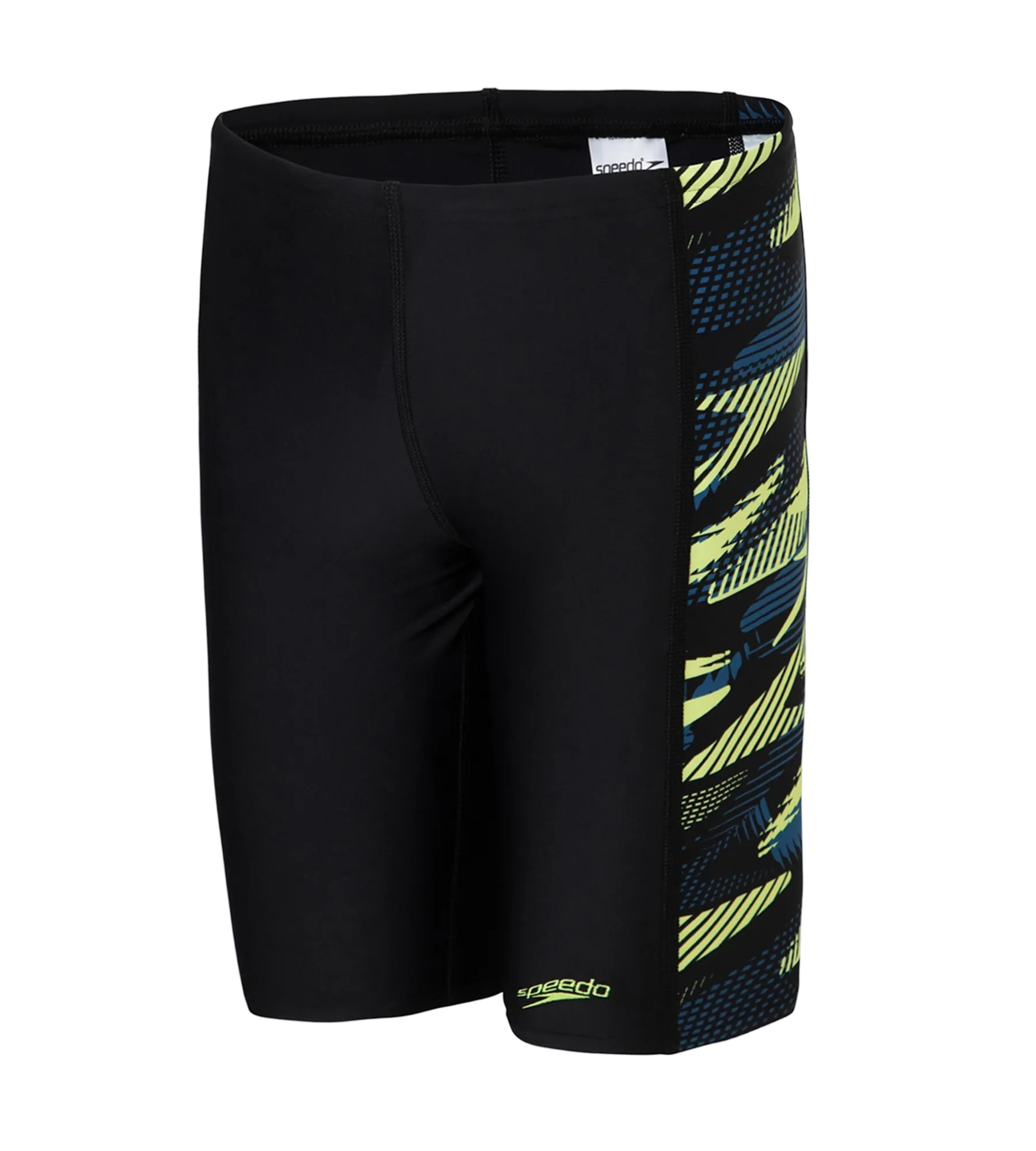 Boy's Endurance10 Side Panel Hyperboom Print Jammer - Black. Turkish Sea & Hyper Yellow - Image 10