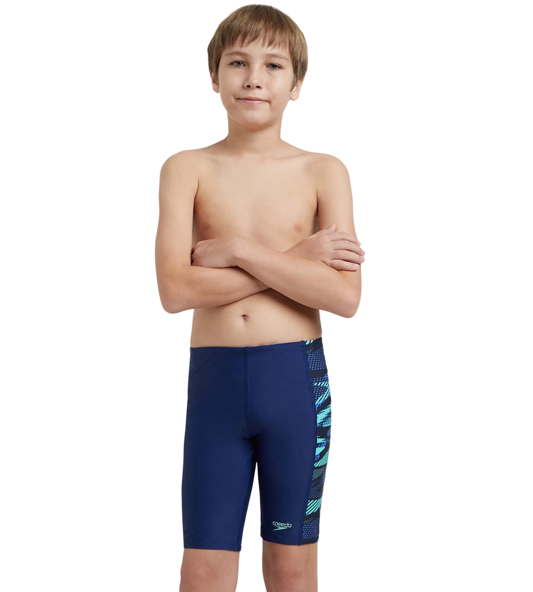 Boy's Endurance10 Side Panel Hyperboom Print Jammer - Harmony. True Navy & Cobalt Pop - Image 6