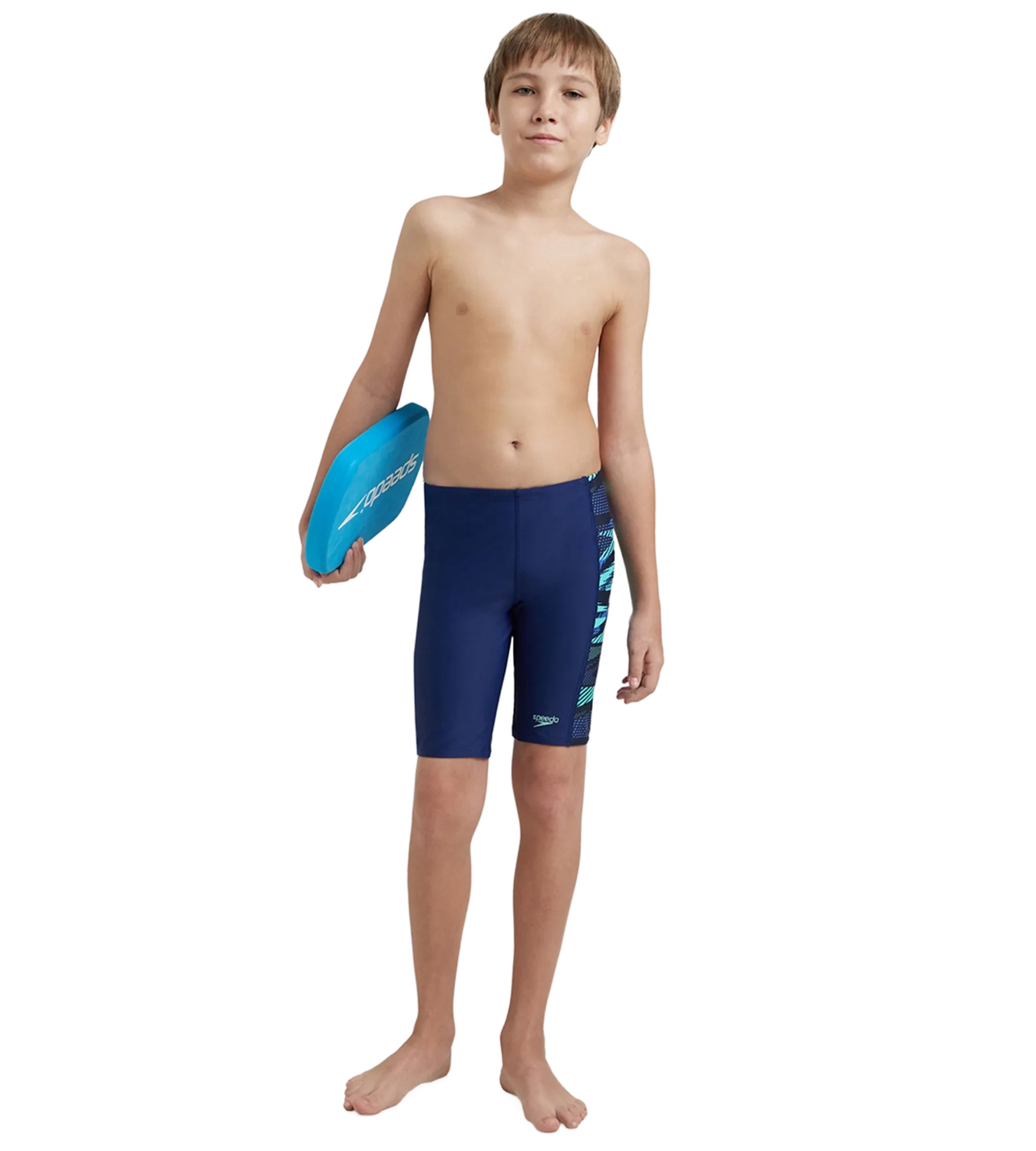 Boy's Endurance10 Side Panel Hyperboom Print Jammer - Harmony. True Navy & Cobalt Pop - Image 7