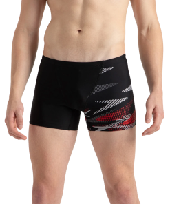 Men's Endurance10 Hyperboom Print V-Cut Aquashort - Black. High Risk Red & Monument