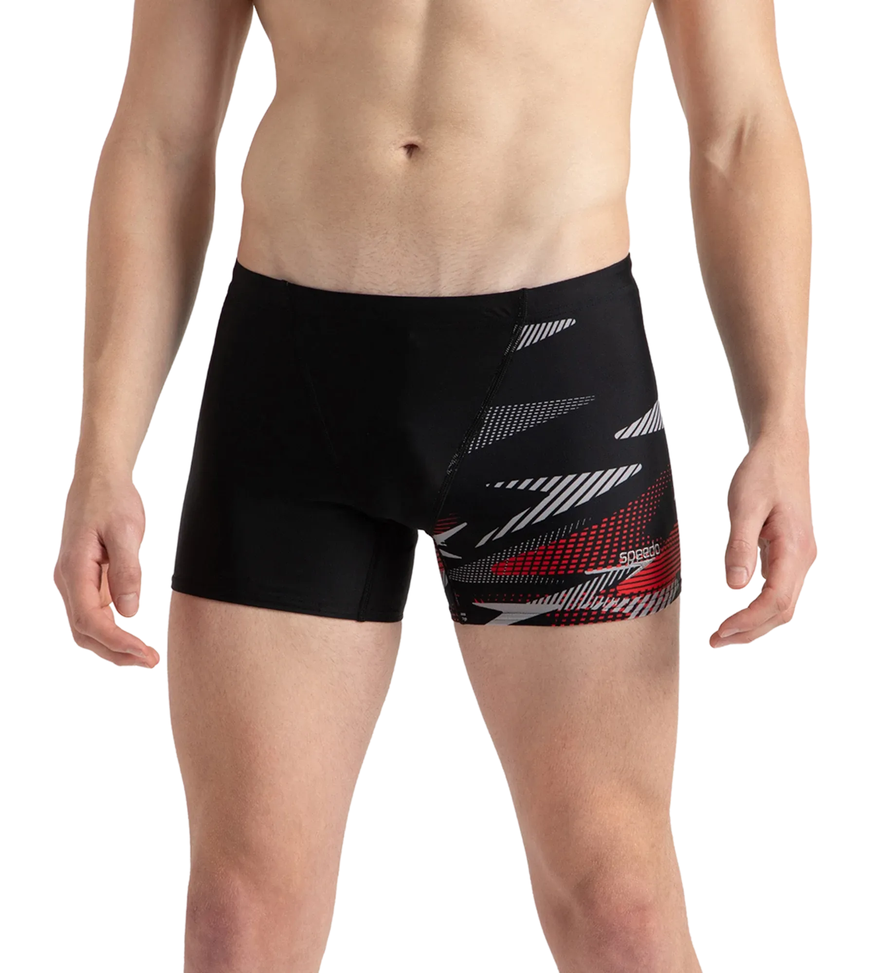 Men's Endurance10 Hyperboom Print V-Cut Aquashort - Black. High Risk Red & Monument