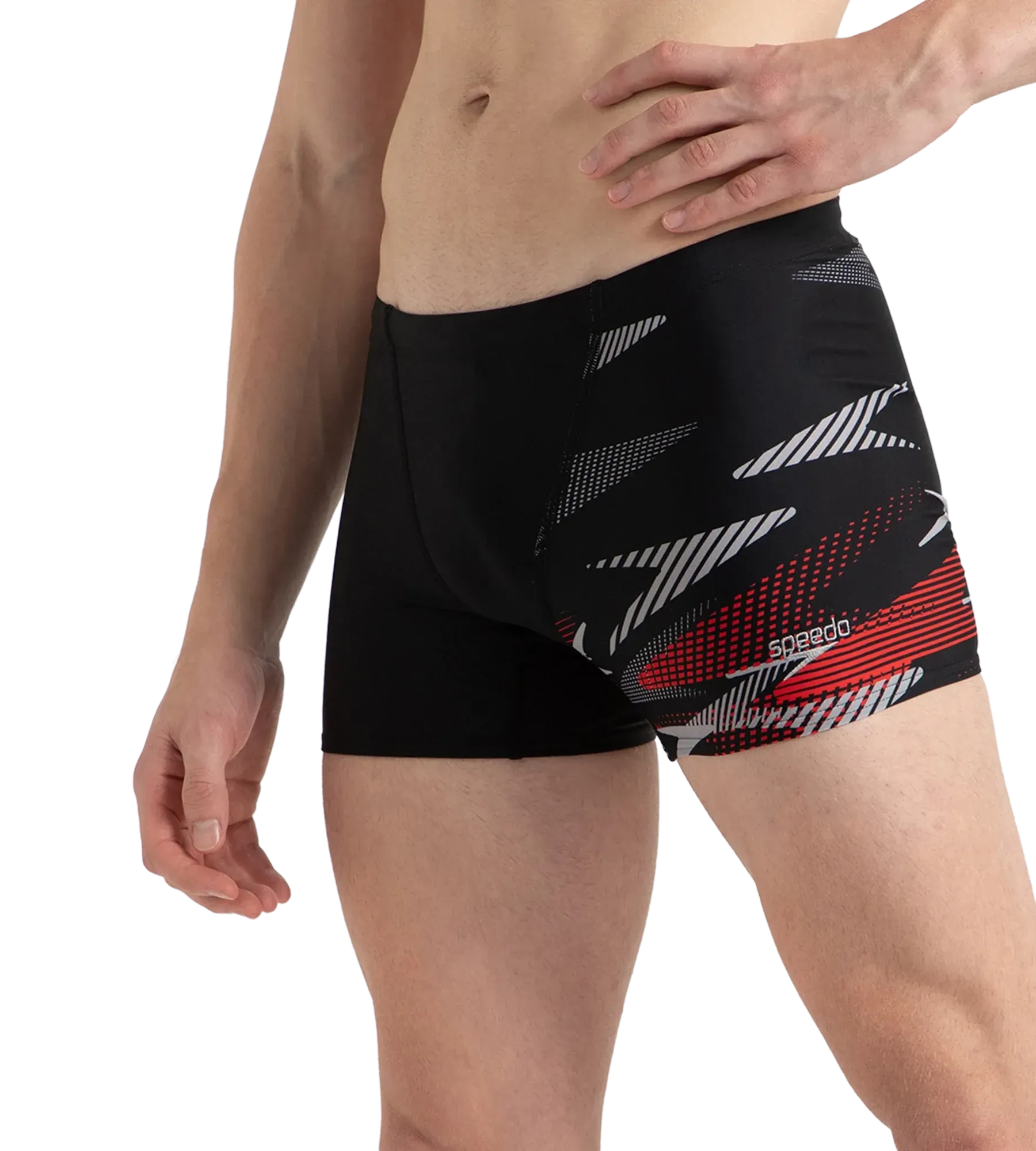 Men's Endurance10 Hyperboom Print V-Cut Aquashort - Black. High Risk Red & Monument - Image 2