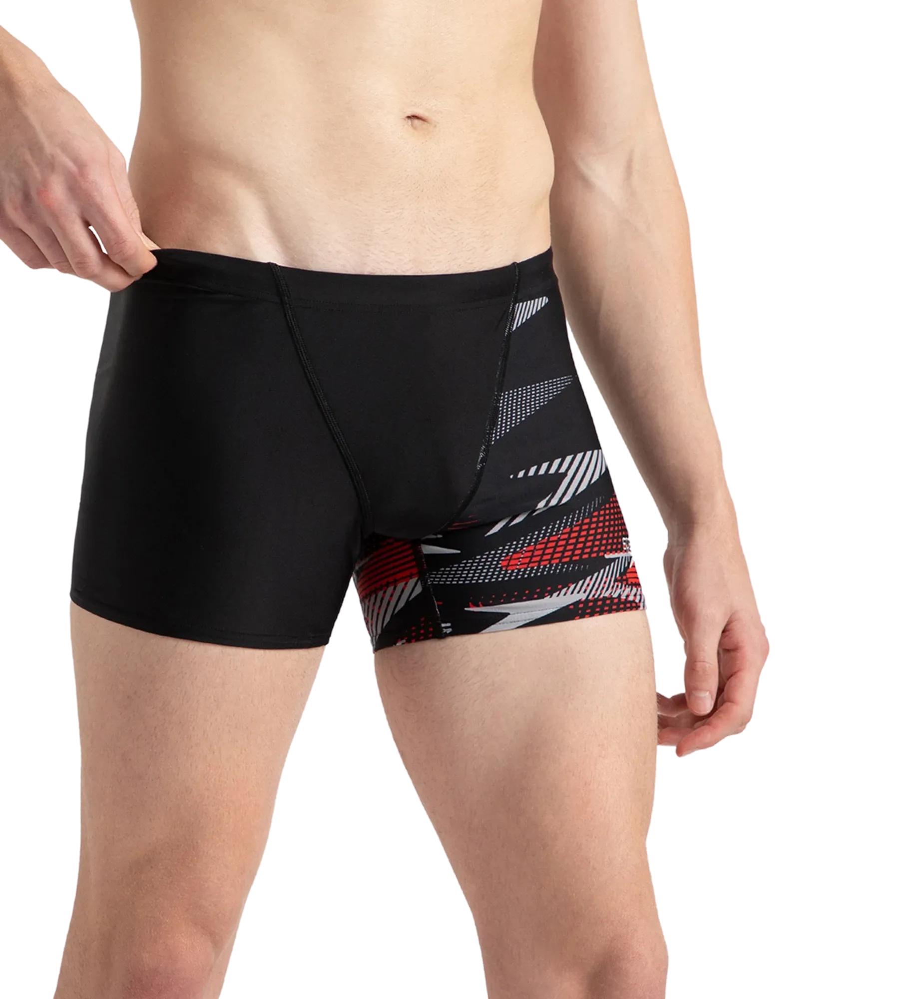 Men's Endurance10 Hyperboom Print V-Cut Aquashort - Black. High Risk Red & Monument - Image 3