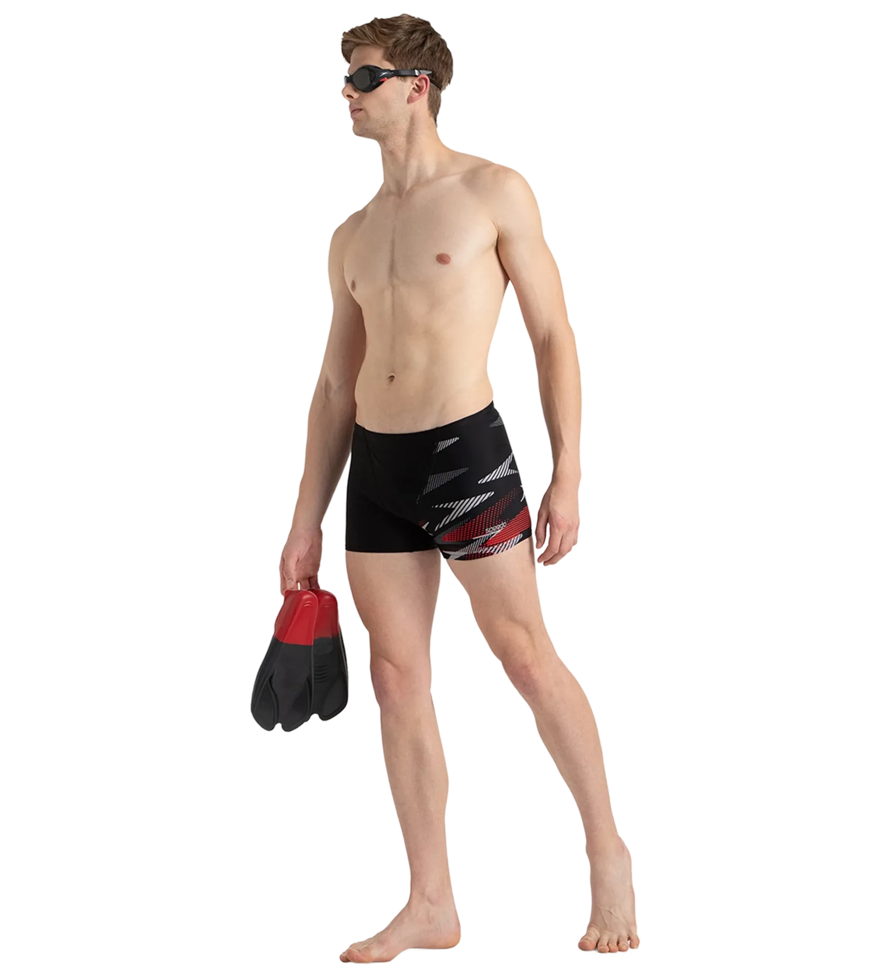 Men's Endurance10 Hyperboom Print V-Cut Aquashort - Black. High Risk Red & Monument - Image 6