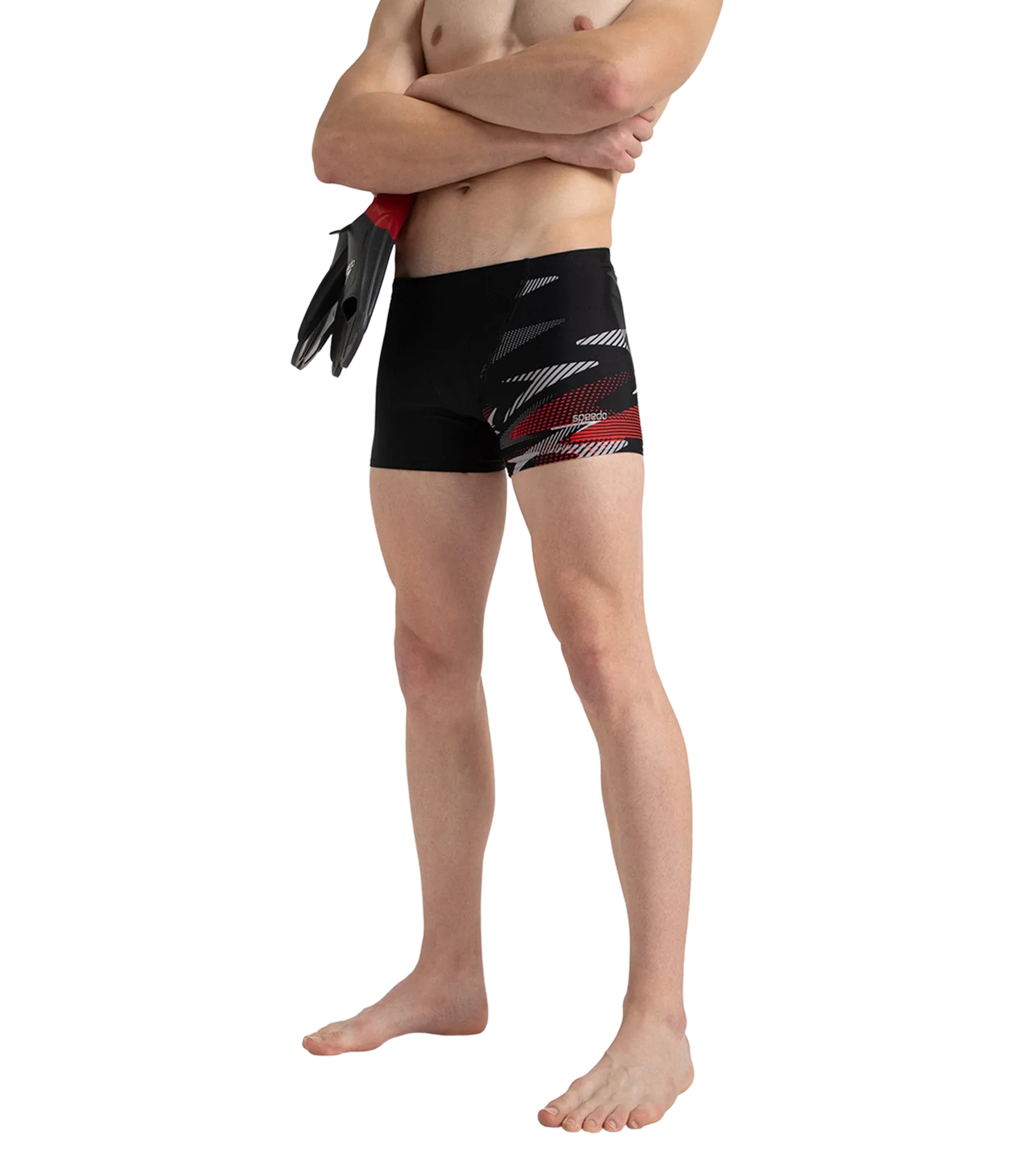 Men's Endurance10 Hyperboom Print V-Cut Aquashort - Black. High Risk Red & Monument - Image 7