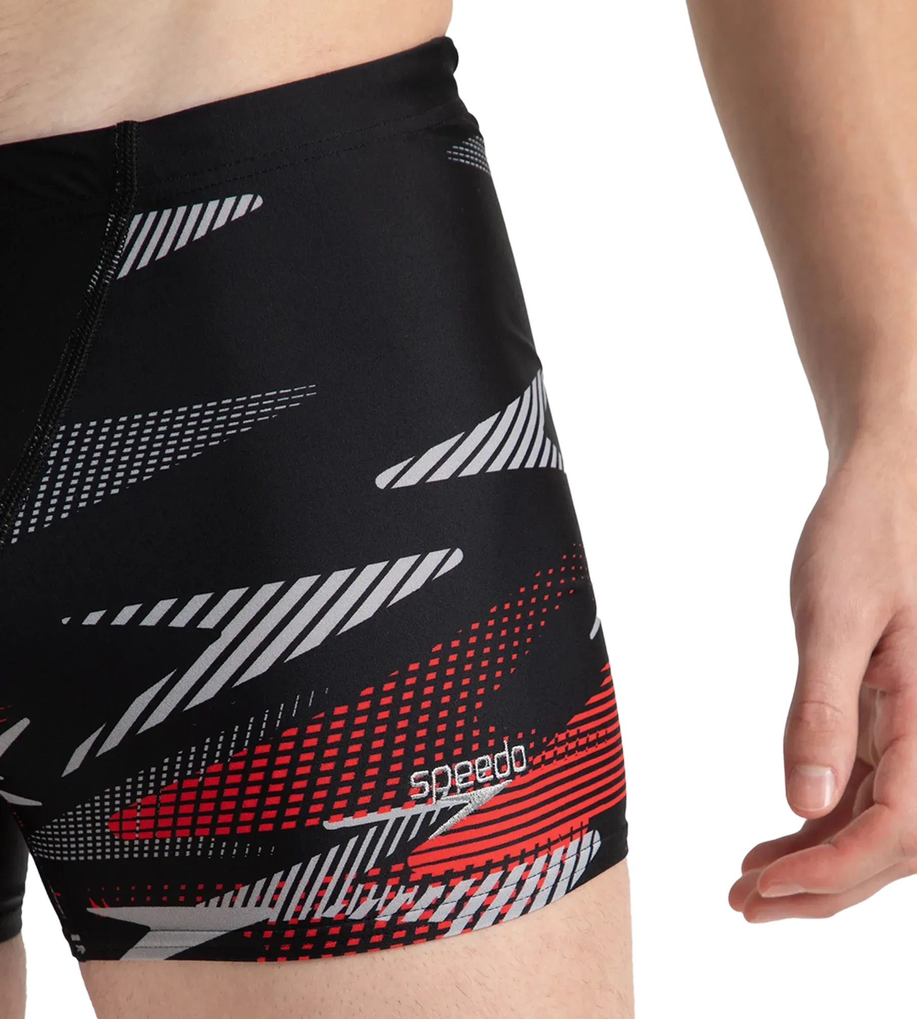 Men's Endurance10 Hyperboom Print V-Cut Aquashort - Black. High Risk Red & Monument - Image 8