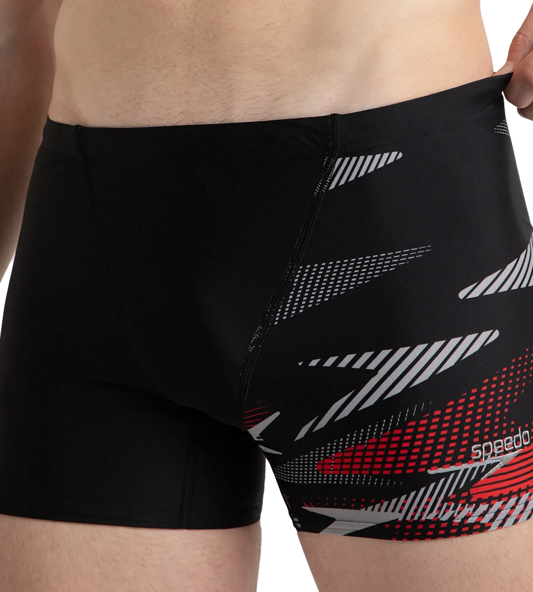 Men's Endurance10 Hyperboom Print V-Cut Aquashort - Black. High Risk Red & Monument - Image 9