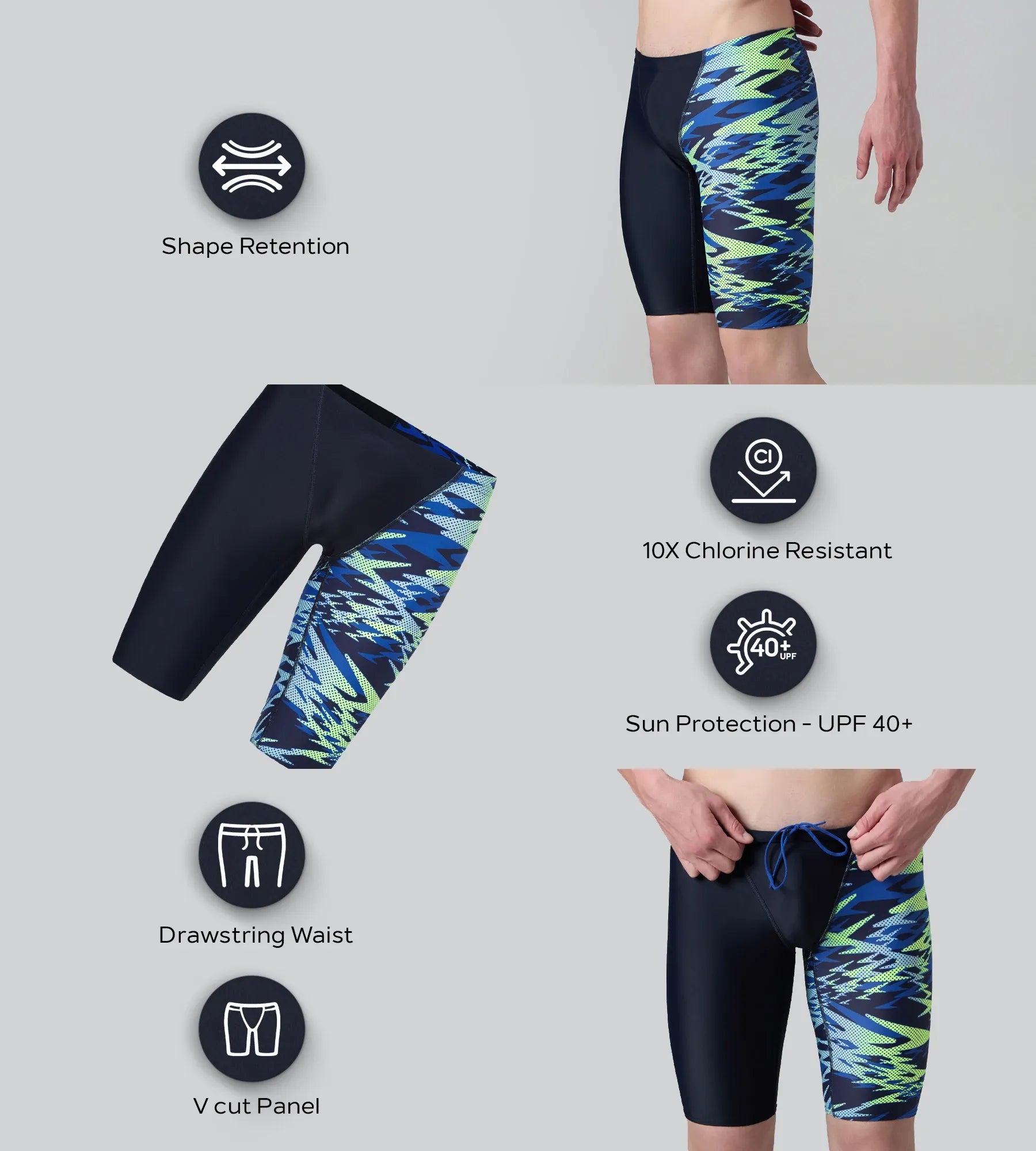Men's Endurance10 Hyperboom Print V-Cut Jammer - True Navy & Deep Saffire - Image 2