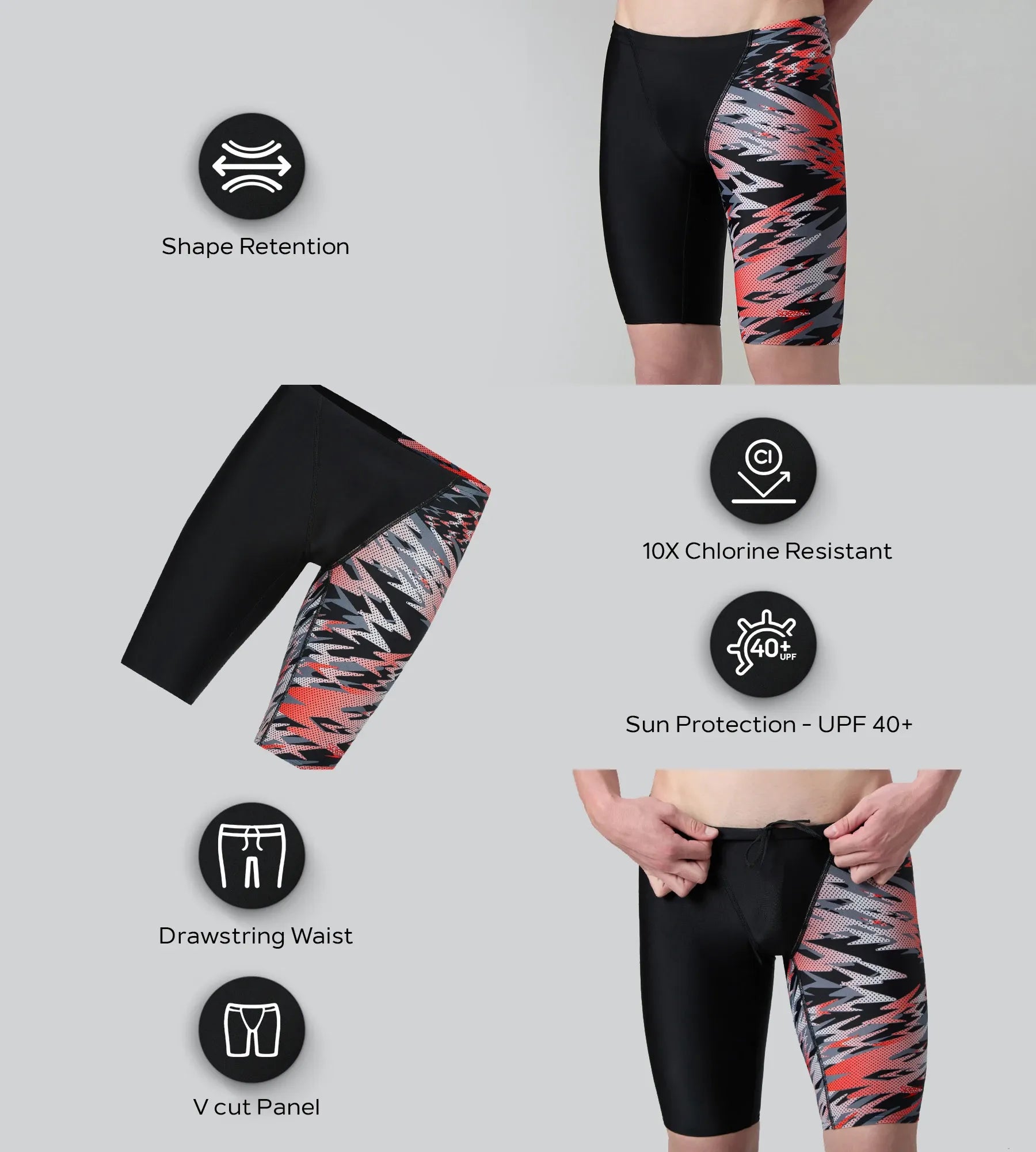 Men's Endurance10 Hyperboom Print V-Cut Jammer - Black & High Risk Red - Image 2