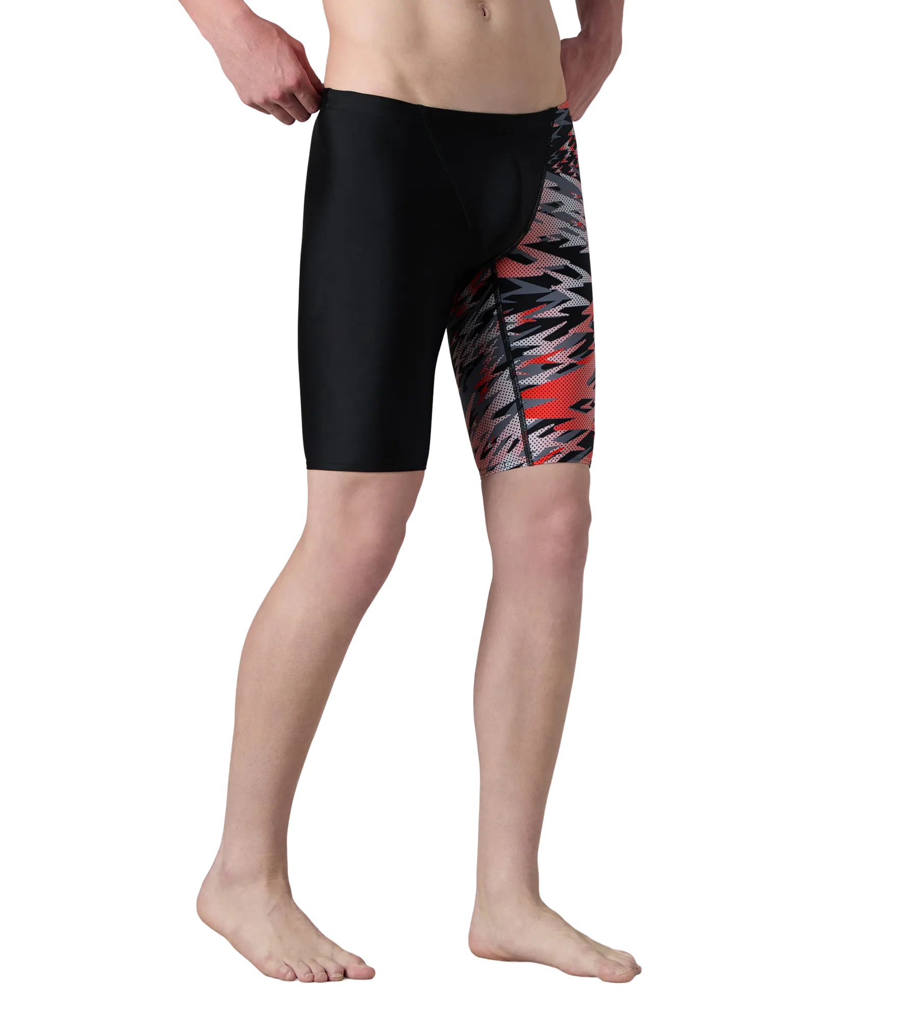 Men's Endurance10 Hyperboom Print V-Cut Jammer - Black & High Risk Red - Image 4