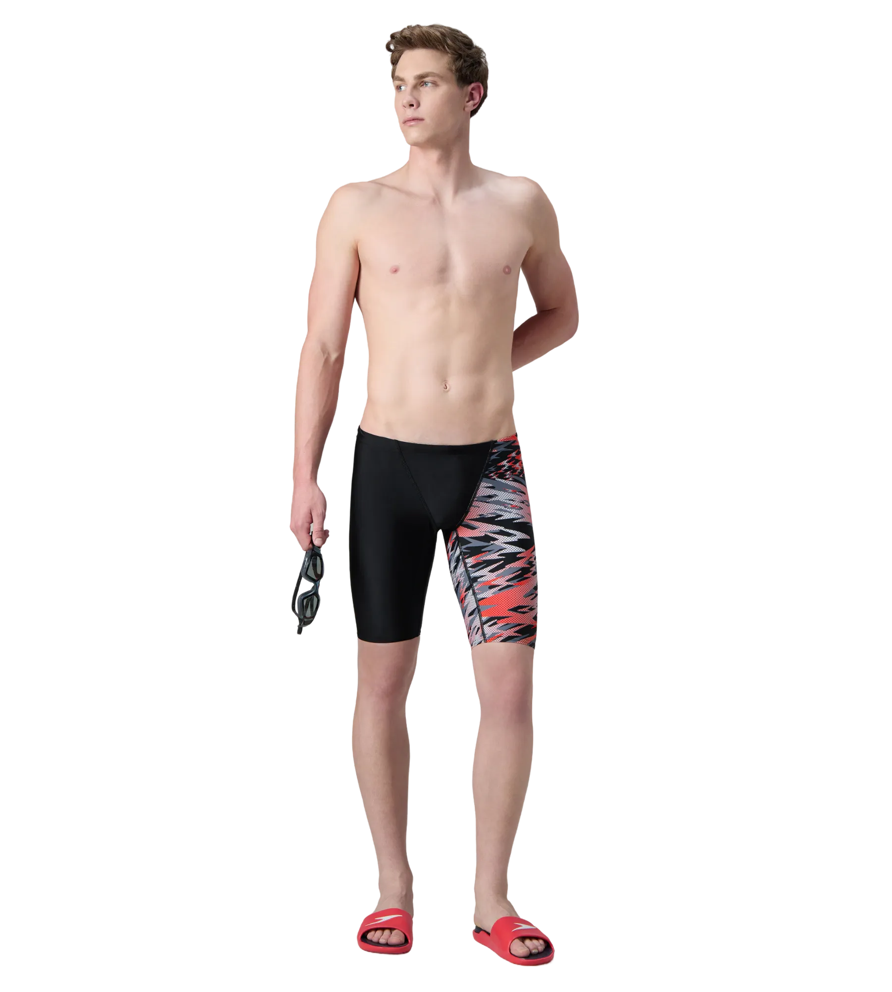 Men's Endurance10 Hyperboom Print V-Cut Jammer - Black & High Risk Red - Image 6