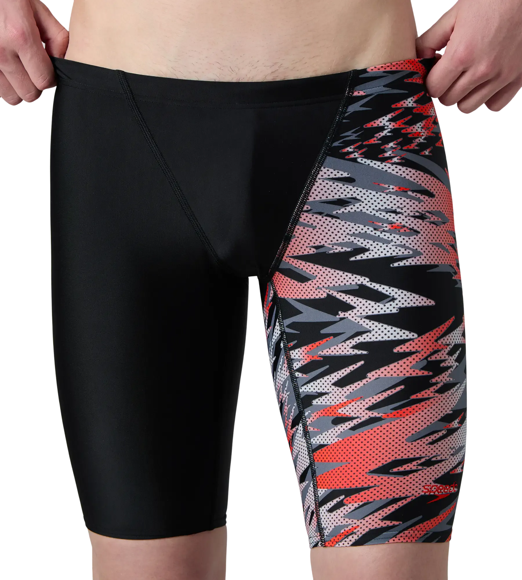 Men's Endurance10 Hyperboom Print V-Cut Jammer - Black & High Risk Red - Image 7